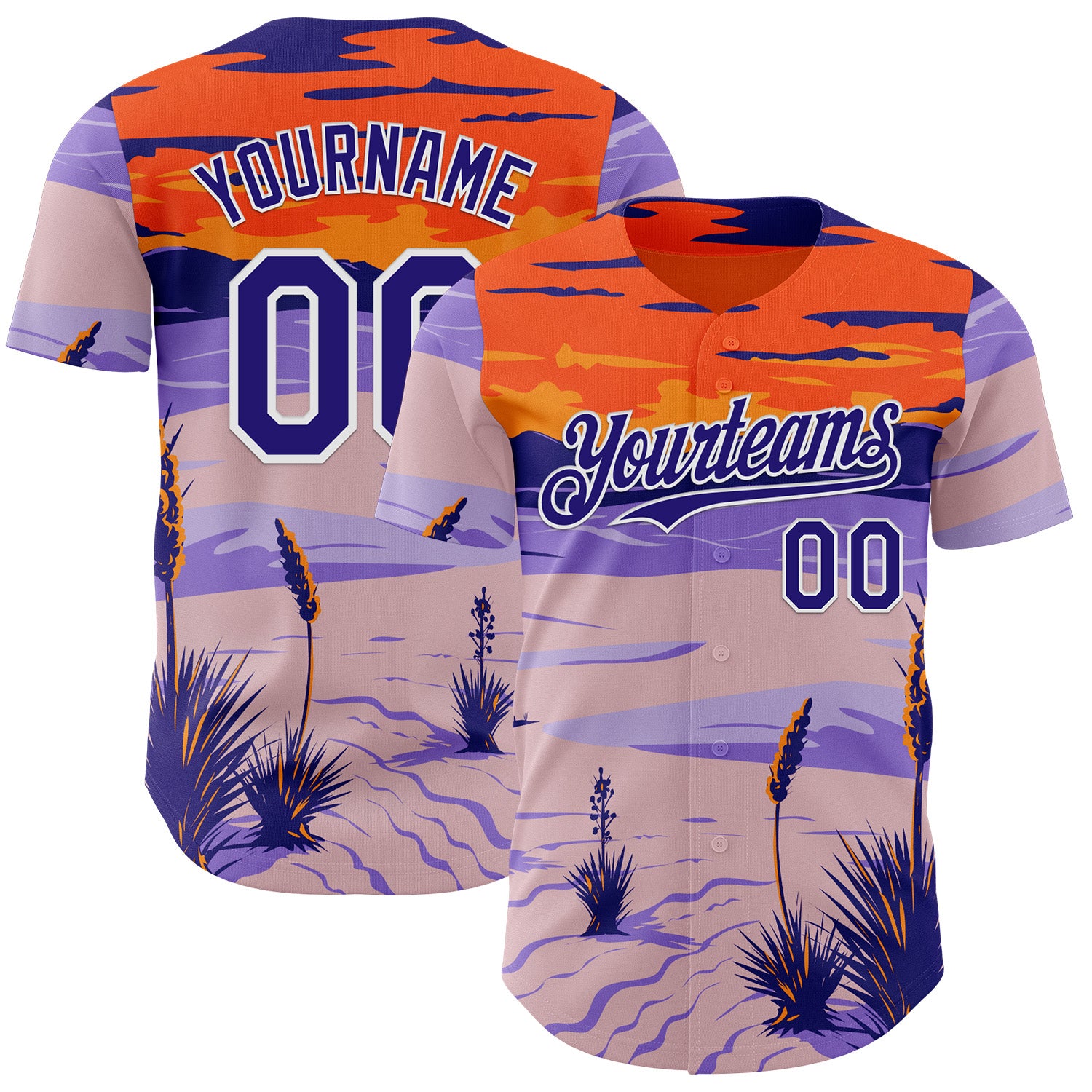 Fansidea-artist-collabs Custom Dark Purple Orange-White Aloysius Patrimonio White Sands National Park WPA Authentic Baseball Jersey - $34.99 at Proof Eyewear