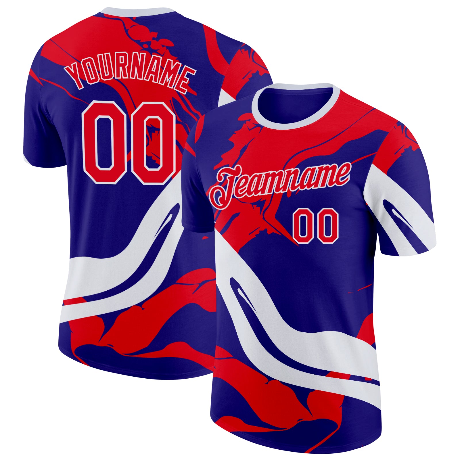 FansIdea Custom Dark Purple Fire Red-White Bowling Abstract Performance T-Shirt - $14.99 at Proof Eyewear