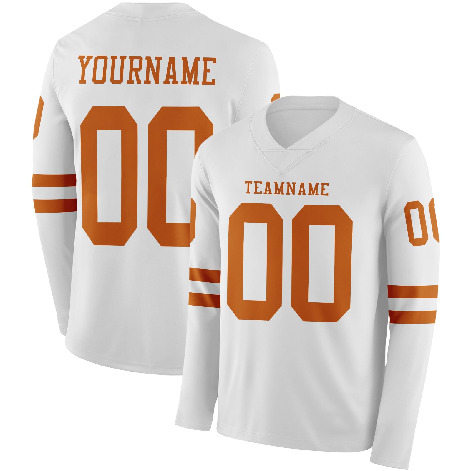 FansIdea Custom White Texas Orange Long Sleeve Authentic Football Jersey - $24.99 at Proof Eyewear