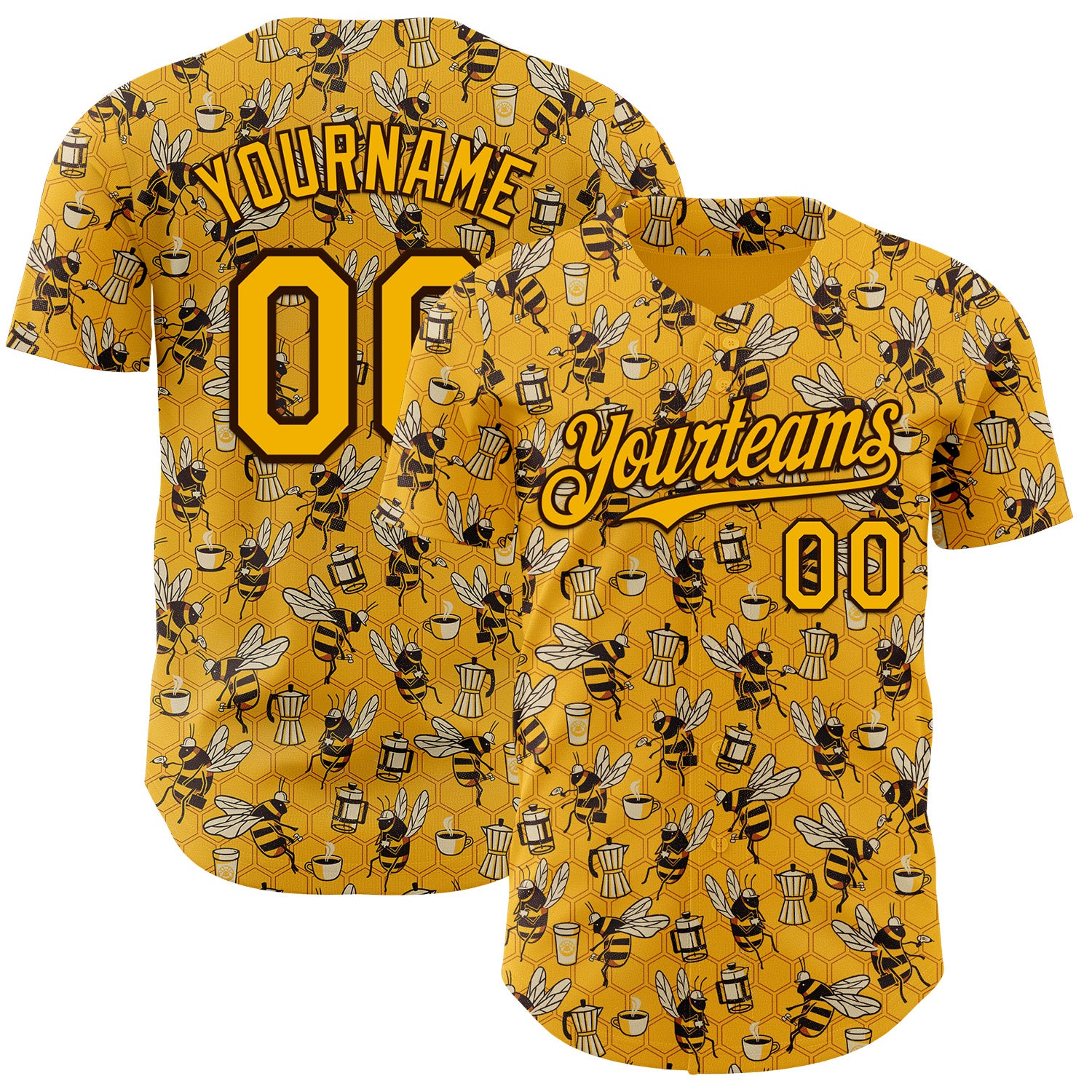 Fansidea-group-collabs Custom Gold Black 3D Tobe Fonseca Coffee Worker Bee Authentic Baseball Jersey - $34.99 at Proof Eyewear