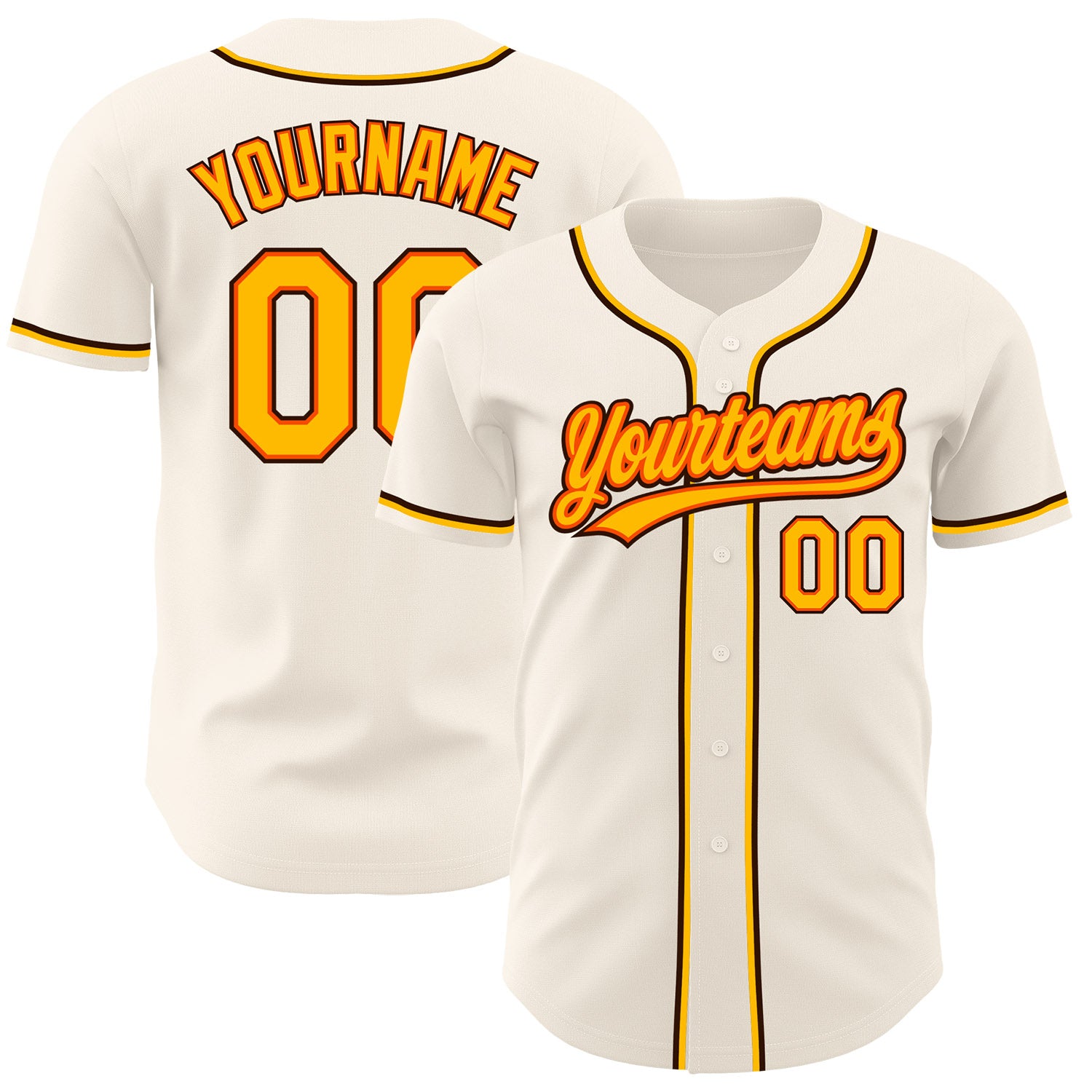 FansIdea Custom Cream Gold Orange-Brown Authentic Baseball Jersey - $27.99 at Proof Eyewear