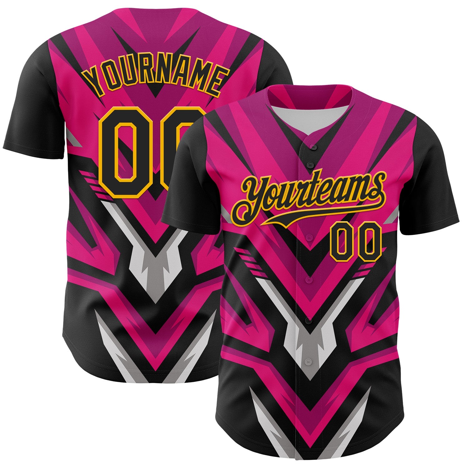 FansIdea Custom Black Gold Pink White-Gray Car Racing Formula Auto Motorsport Authentic Baseball Jersey - $29.99 at Proof Eyewear