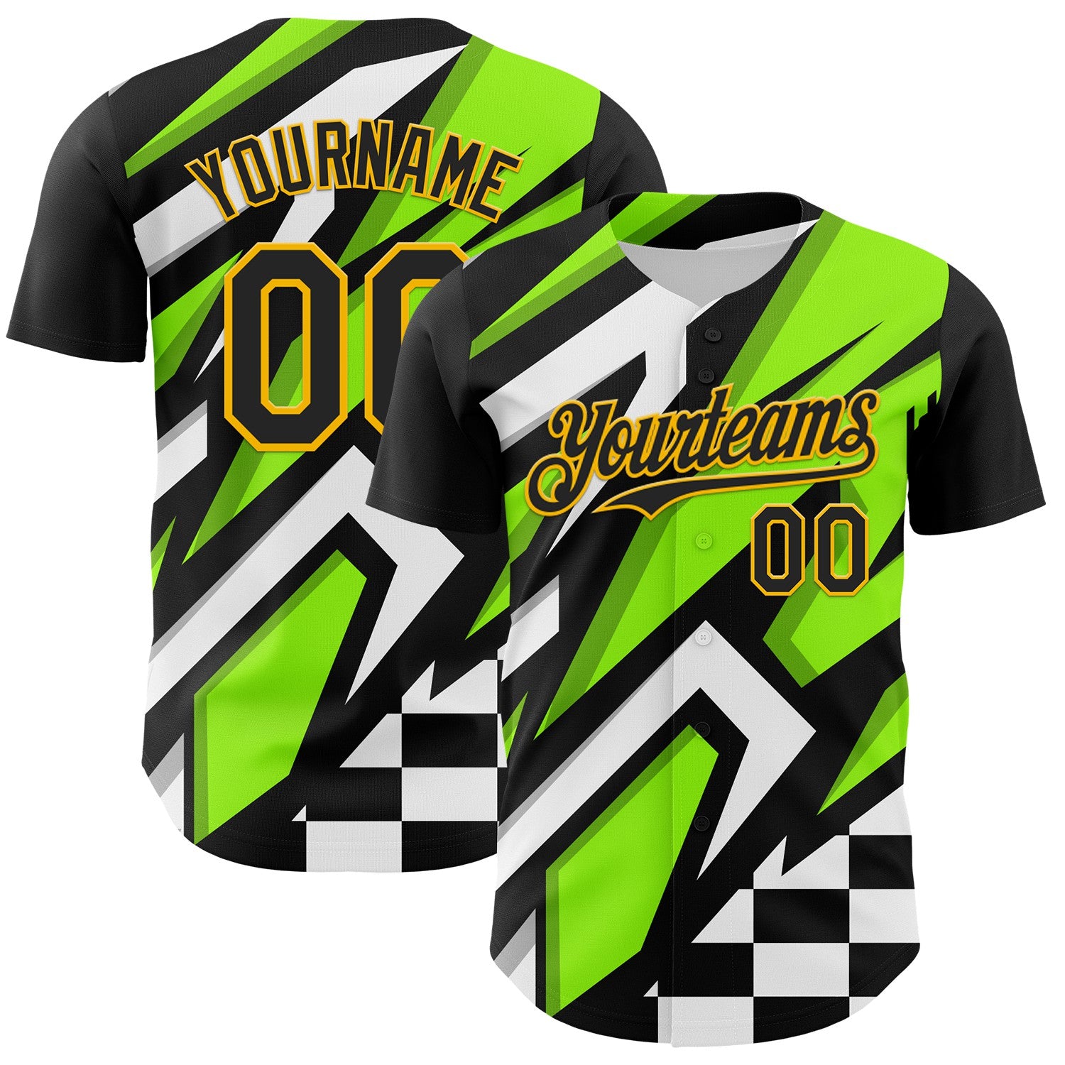 FansIdea Custom Black Gold Green-White Car Racing Formula Auto Motorsport Authentic Baseball Jersey - $29.99 at Proof Eyewear