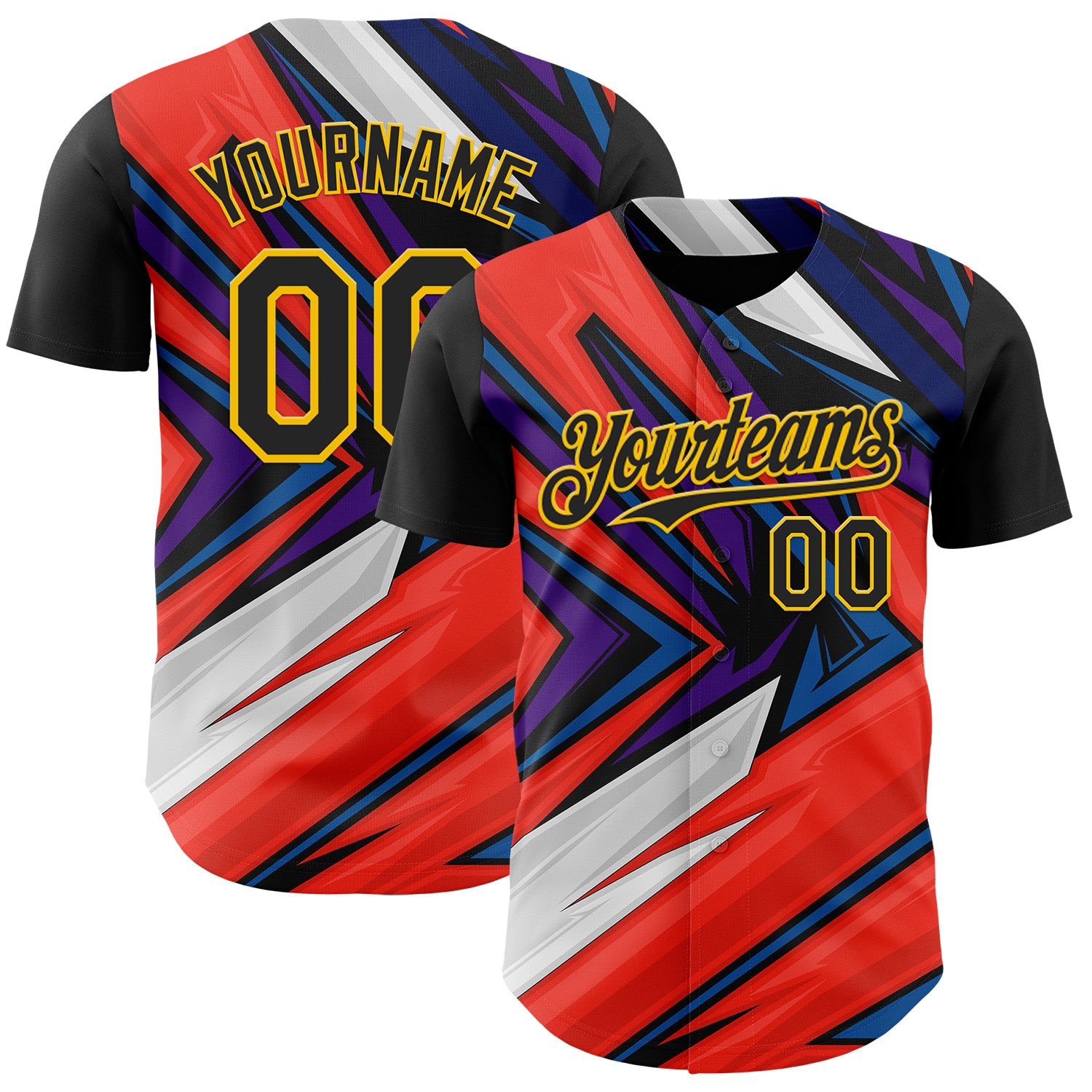 FansIdea Custom Black Gold Orange Blue-White Car Racing Formula Auto Motorsport Authentic Baseball Jersey - $29.99 at Proof Eyewear