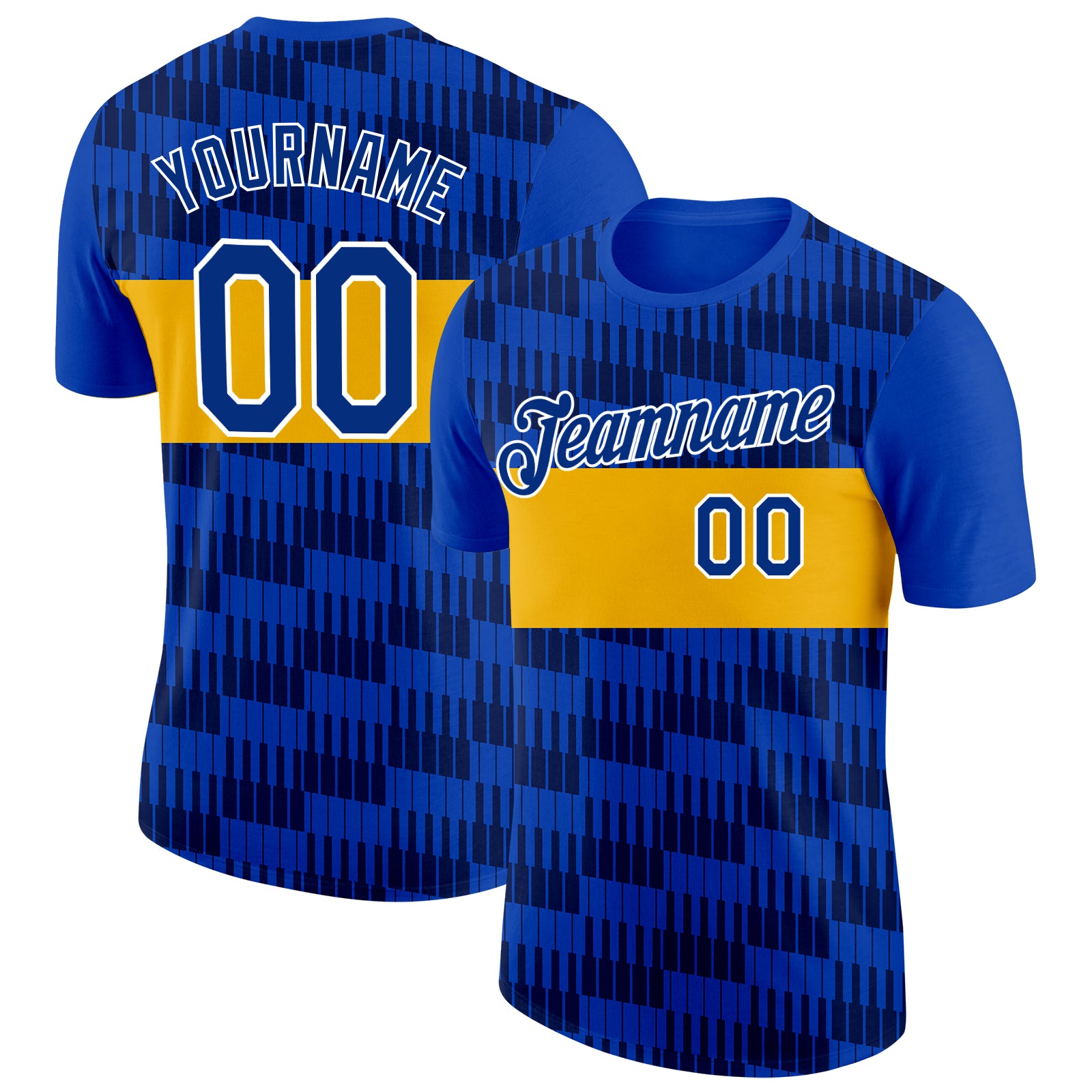 FansIdea Custom Blue Royal Gold-White Sweden Line Soccer Jersey Performance T-Shirt - $14.99 at Proof Eyewear