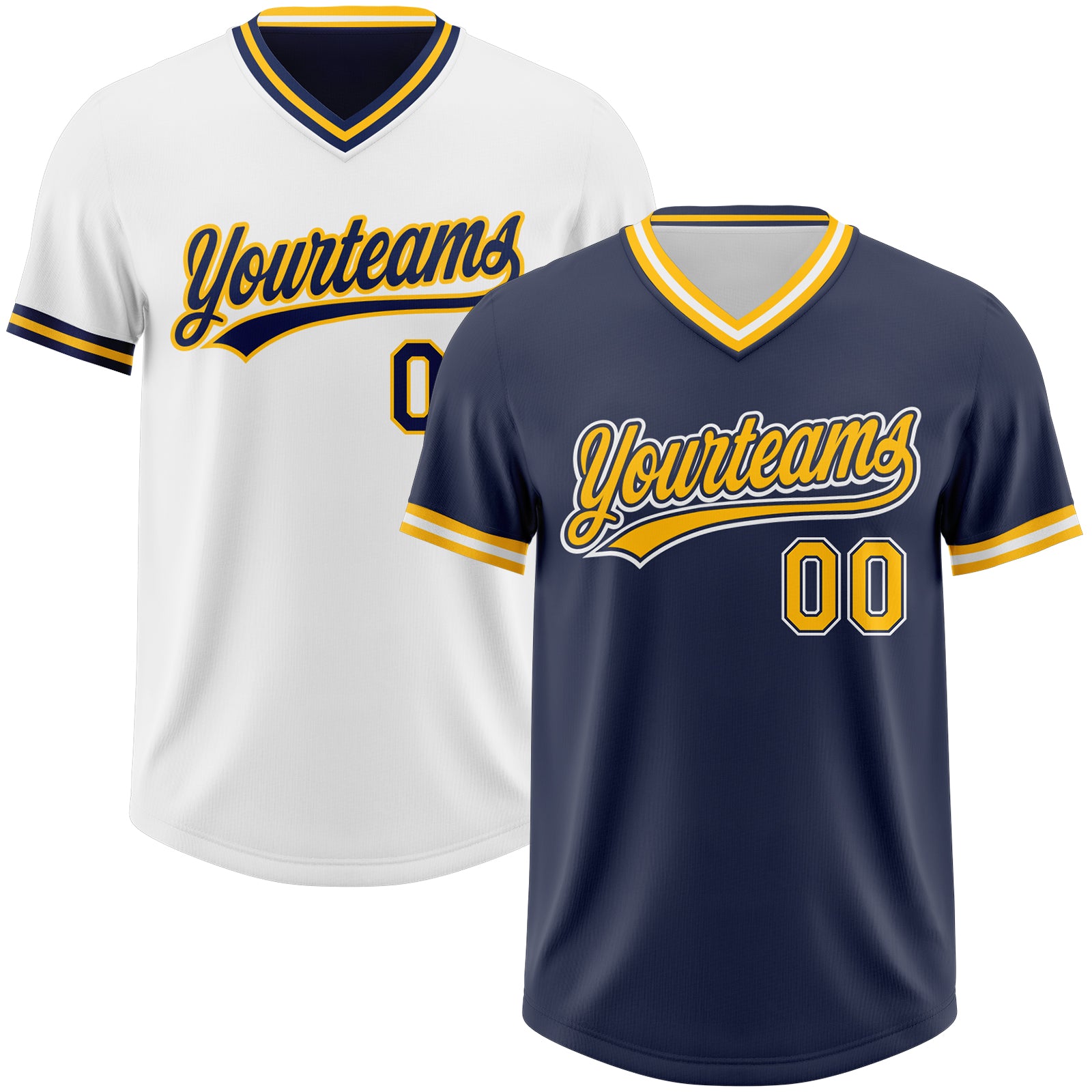 FansIdea Custom Navy Gold-White Reversible Pullover Baseball Jersey Shirt - $26.99 at Proof Eyewear
