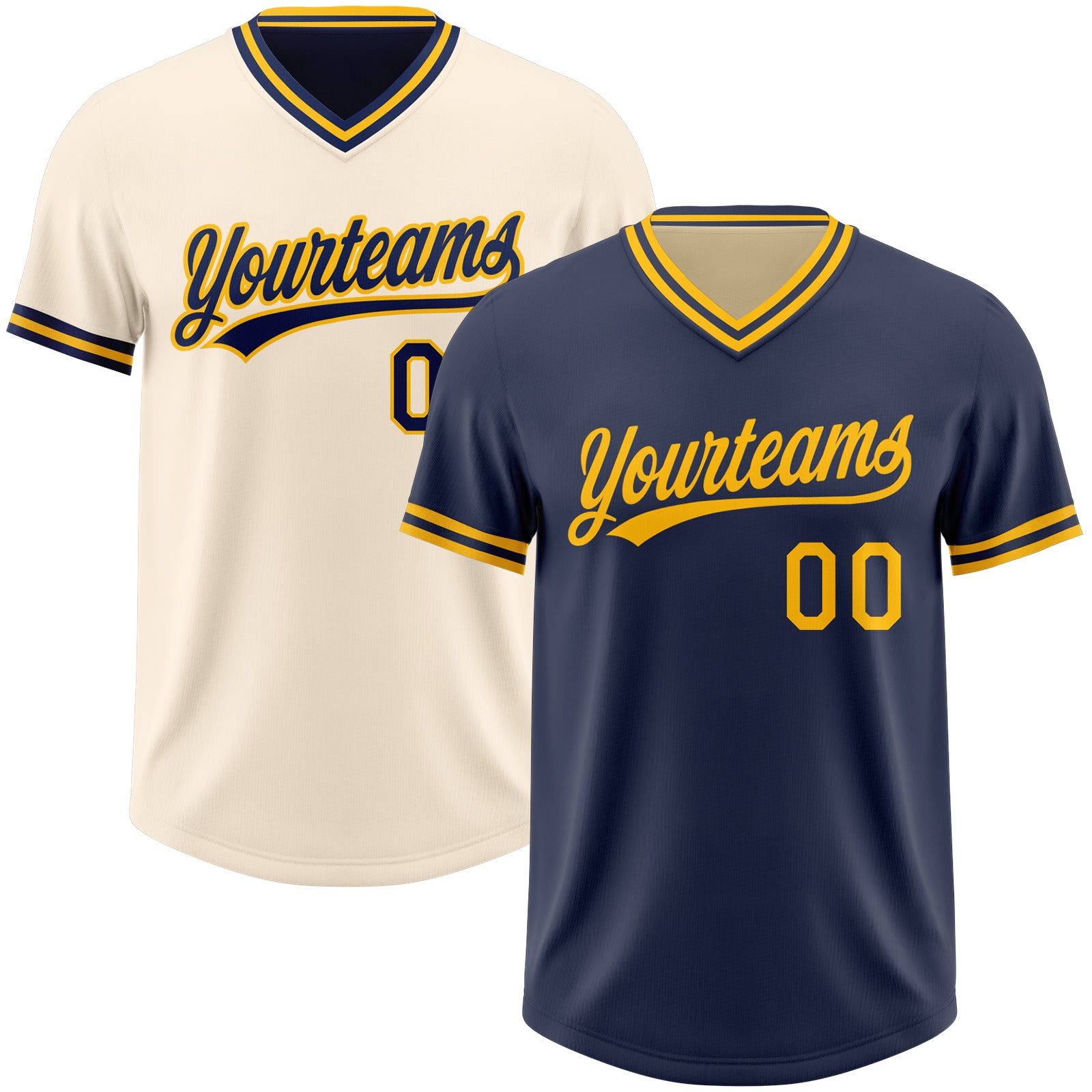 FansIdea Custom Navy Cream Reversible Pullover Baseball Jersey Shirt - $26.99 at Proof Eyewear