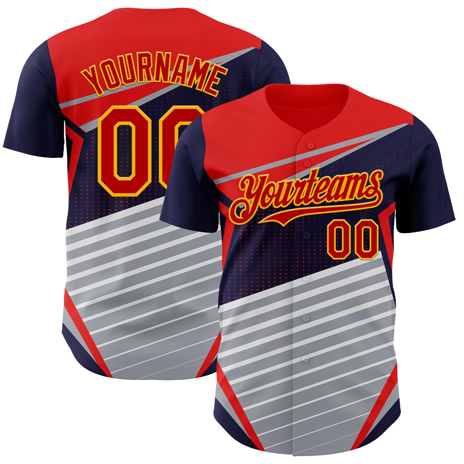 FansIdea Custom Navy Red Gold Gray-White Car Racing Formula Auto Motorsport Authentic Baseball Jersey - $29.99 at Proof Eyewear