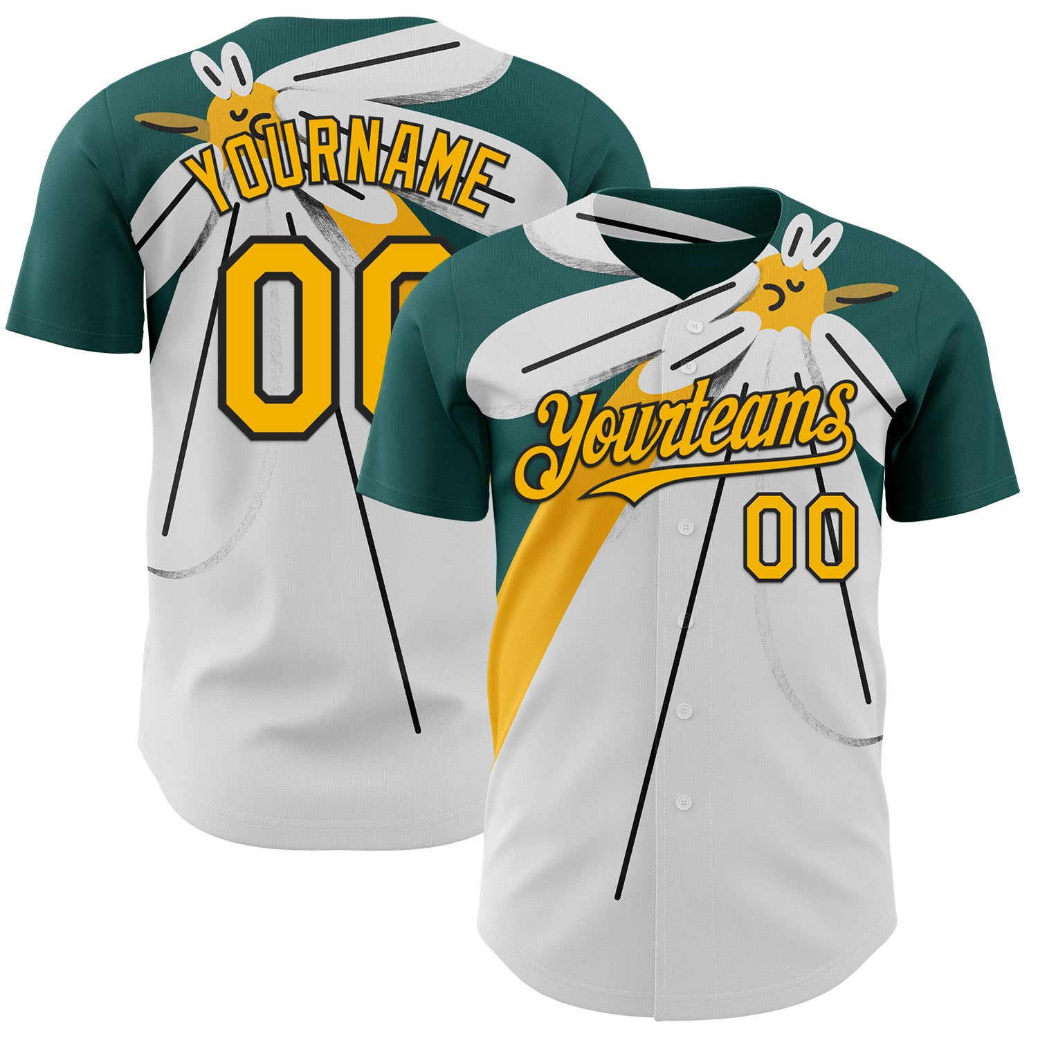 Fansidea-group-collabs Custom White Gold Midnight Green-Black Pablo Ferreira Rooster Authentic Baseball Jersey - $34.99 at Proof Eyewear