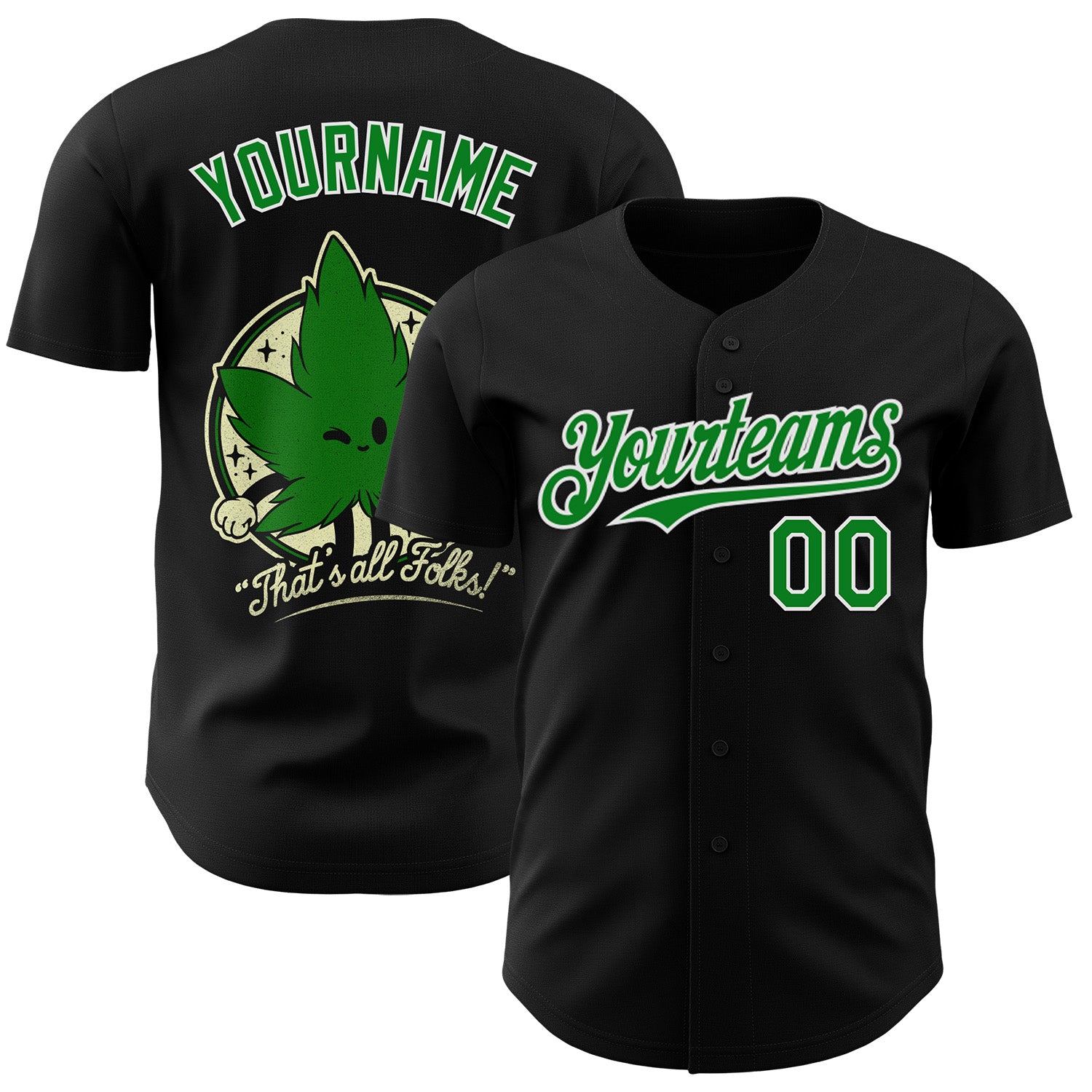 Fansidea-group-collabs Custom Black Grass Green-White Ilustrata® studio That's All Smokers Authentic Baseball Jersey - $34.99 at Proof Eyewear