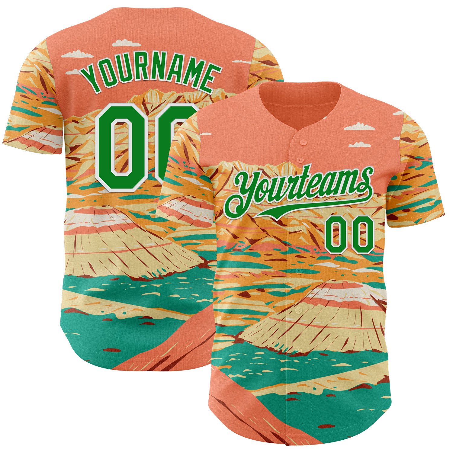 Fansidea-artist-collabs Custom Pink Grass Green Yellow-White Aloysius Patrimonio Badlands National Park WPA Authentic Baseball Jersey - $34.99 at Proof Eyewear