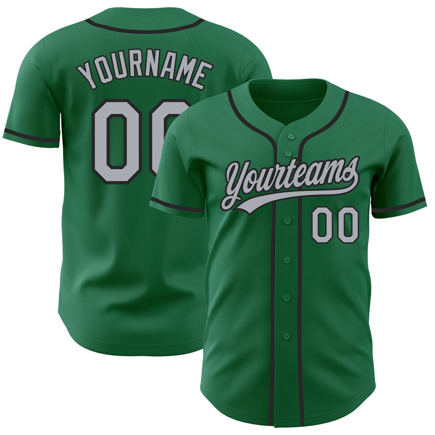 FansIdea Custom Kelly Green Gray-Black Authentic Baseball Jersey - $27.99 at Proof Eyewear