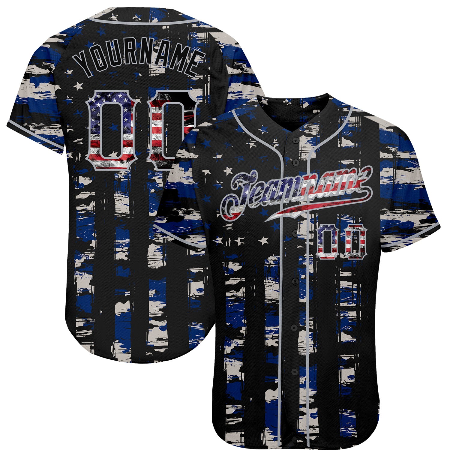 FansIdea Custom Black USA Flag-Gray Distressed Grunge Patriotic Raglan Sleeves Authentic Baseball Jersey - $29.99 at Proof Eyewear