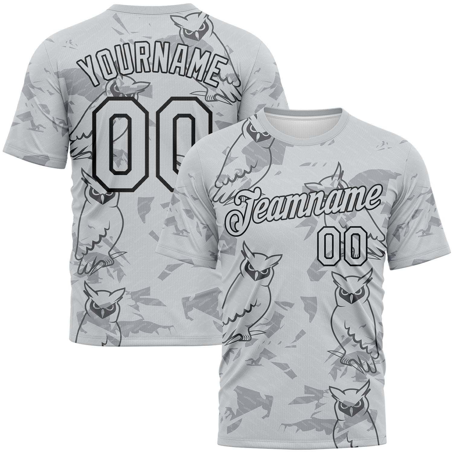 FansIdea Custom Gray-Black Animal Owl Mascot Streetwear Style Performance T-Shirt - $14.99 at Proof Eyewear