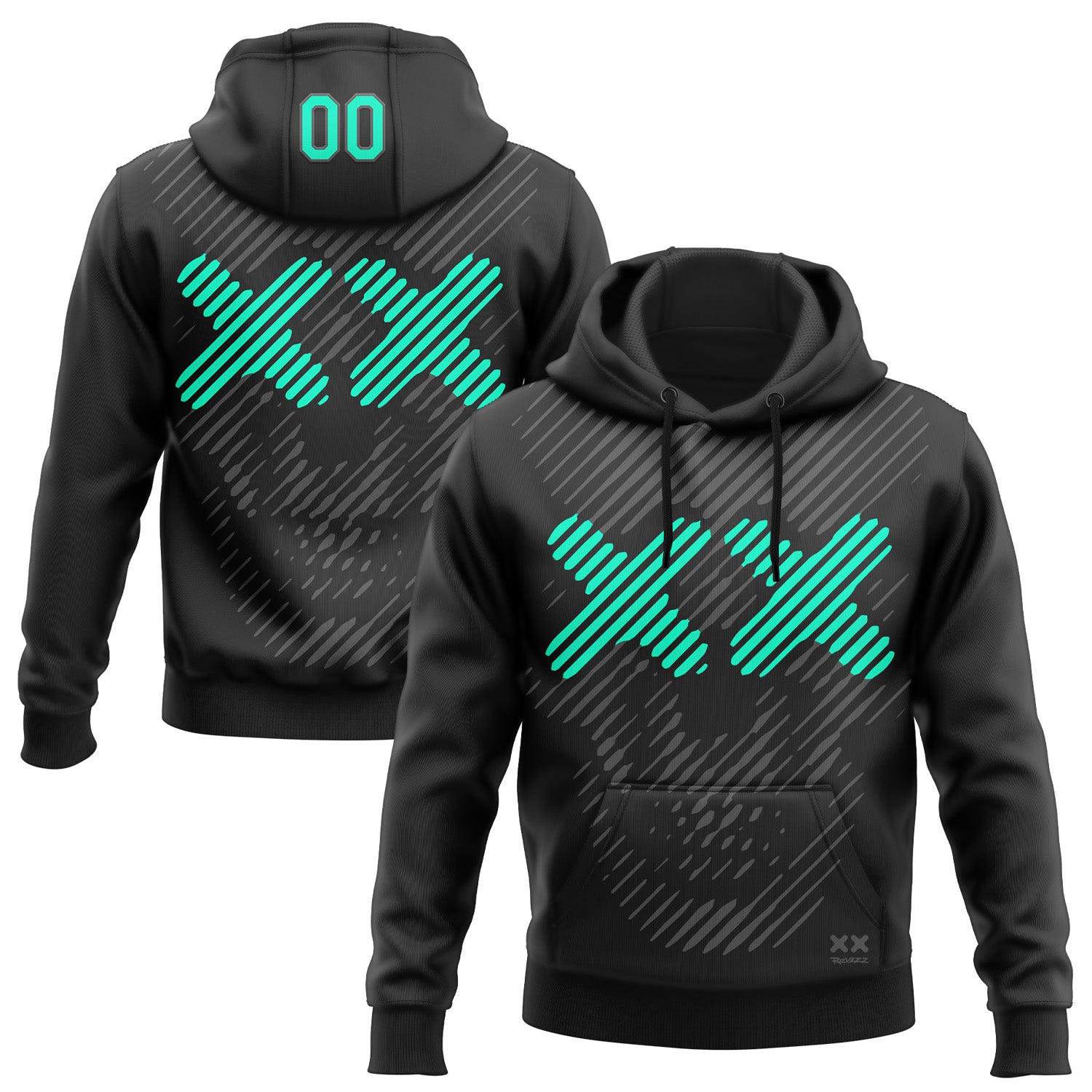 Custom Stitched Black Green-Gray 3D Revzzz Minty Death Skull Sports Pullover Sweatshirt Hoodie