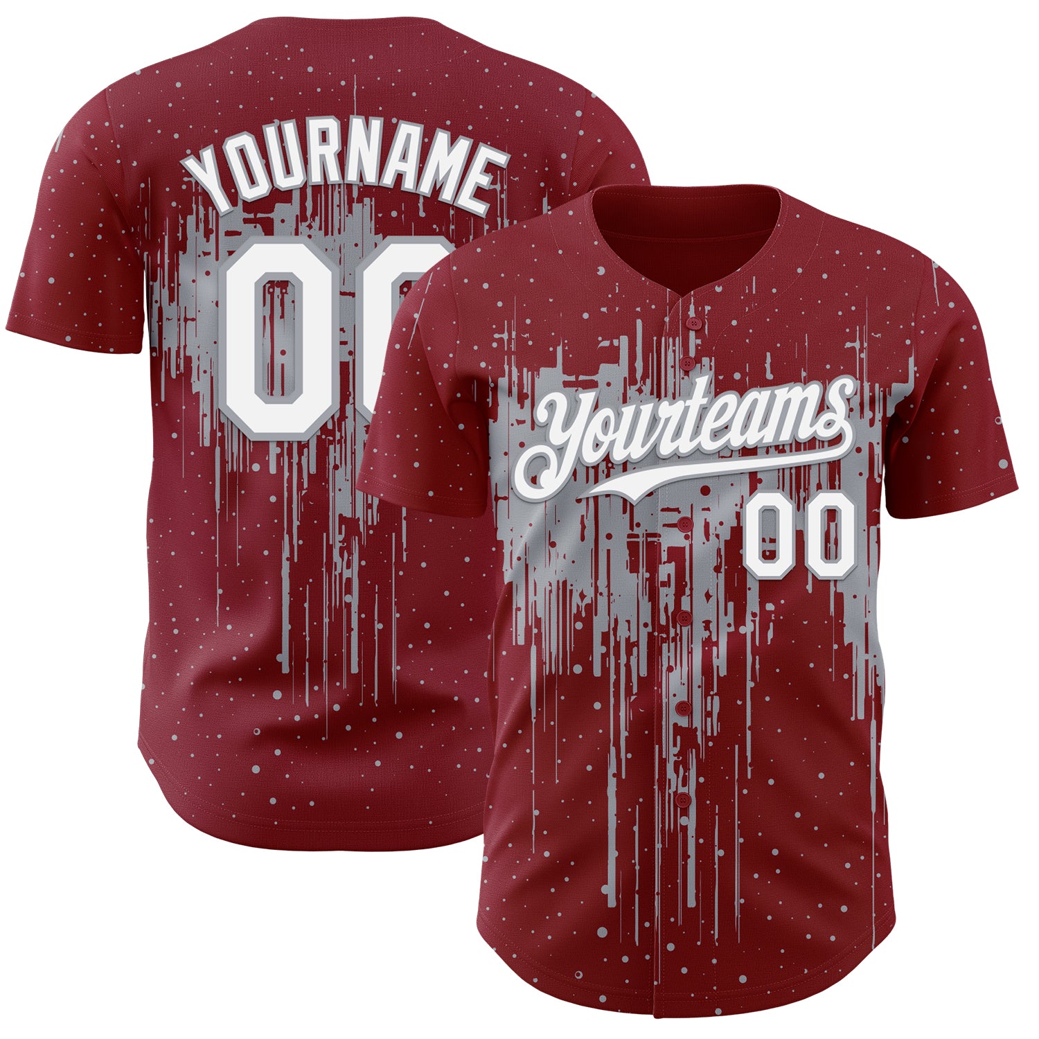 FansIdea Custom Crimson White-Gray Dripping Splatter Paint Authentic Baseball Jersey - $29.99 at Proof Eyewear