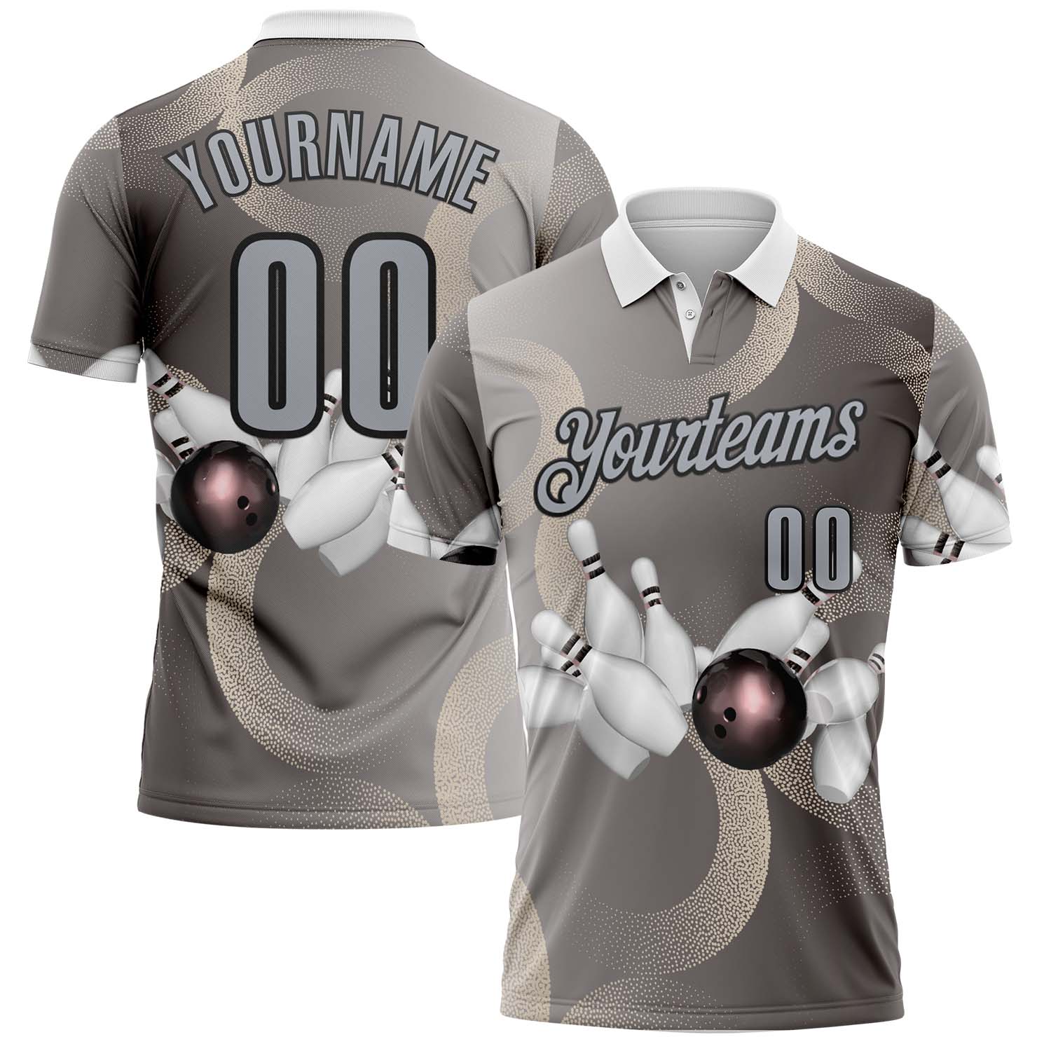 FansIdea Custom Gray-Black Bowling Strike Retro Performance Polo Shirt - $19.99 at Proof Eyewear