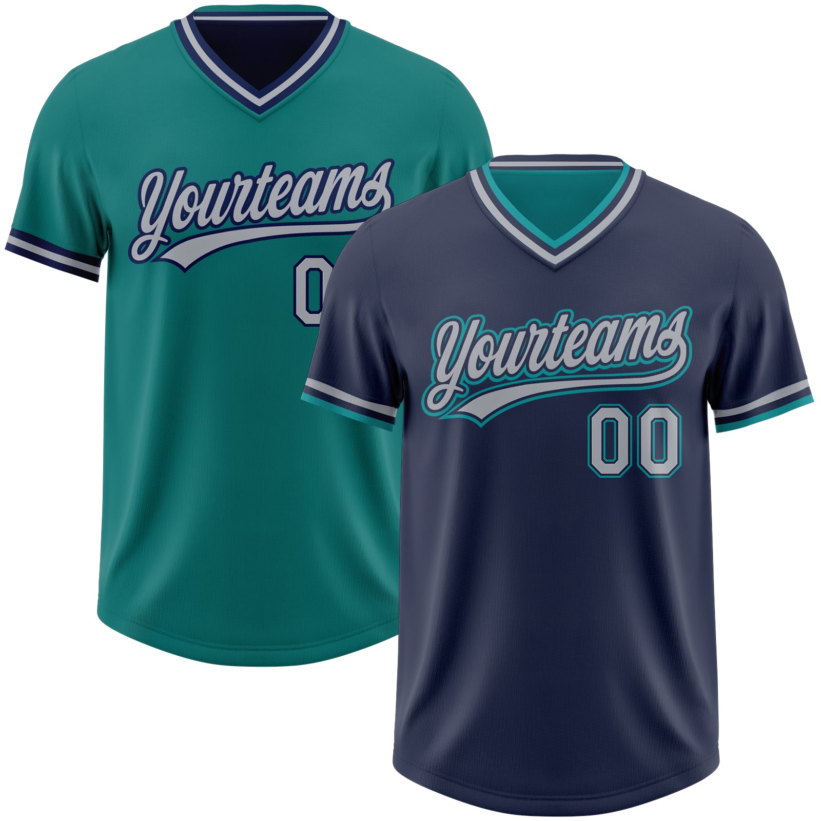 FansIdea Custom Navy Gray-Teal Reversible Pullover Baseball Jersey Shirt - $26.99 at Proof Eyewear