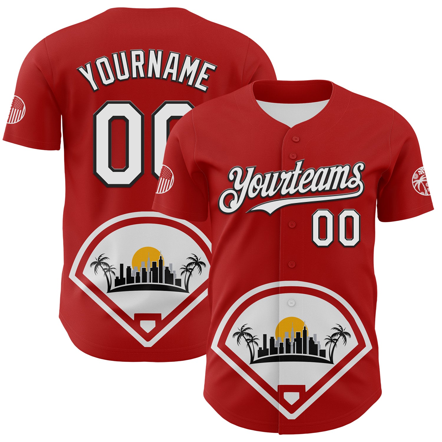 Custom Red White Gray Yellow-Black 3D Urban City Edition Sports Authentic Baseball Jersey