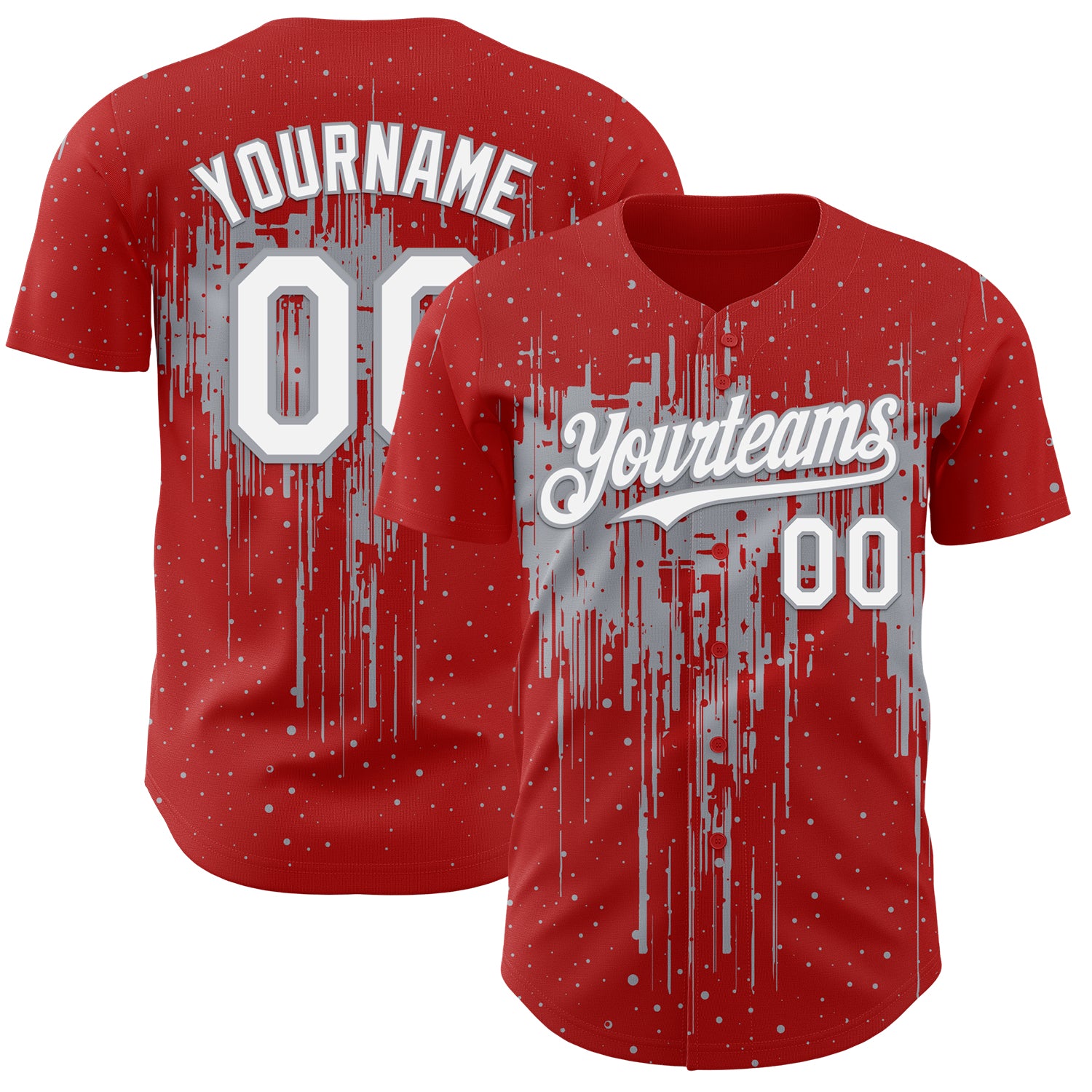 FansIdea Custom Red White-Gray Dripping Splatter Paint Authentic Baseball Jersey - $29.99 at Proof Eyewear