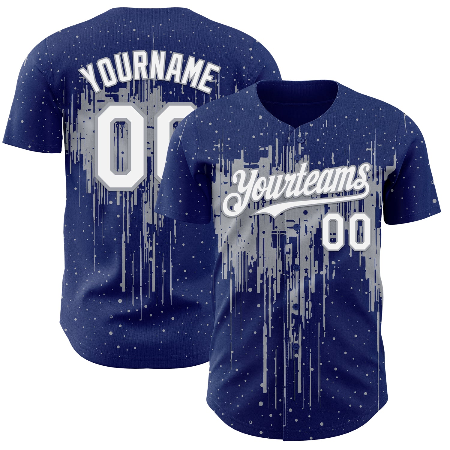 FansIdea Custom Royal White-Gray Dripping Splatter Paint Authentic Baseball Jersey - $29.99 at Proof Eyewear