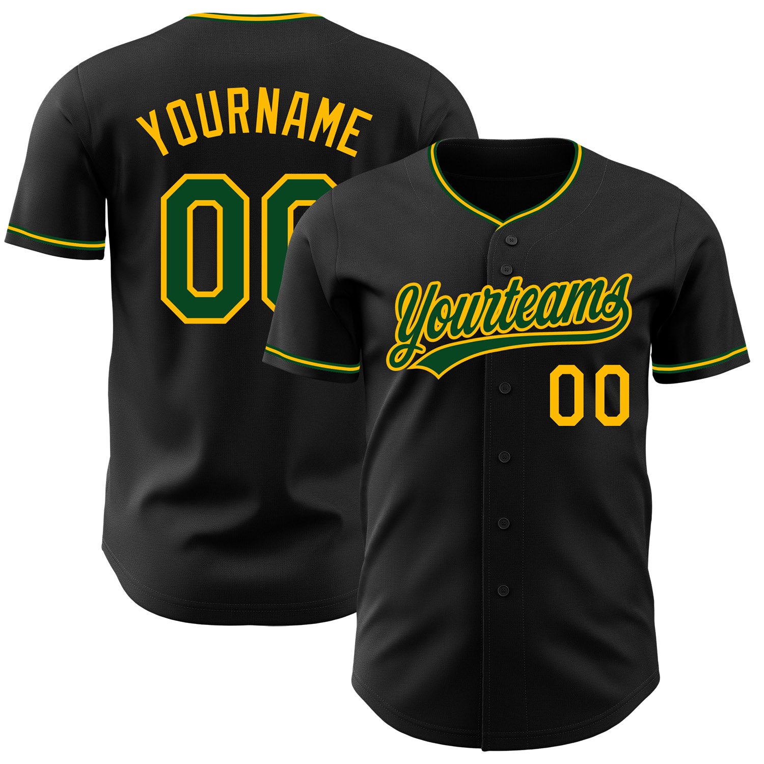 FansIdea Custom Black Green-Gold Authentic Baseball Jersey - $27.99 at Proof Eyewear