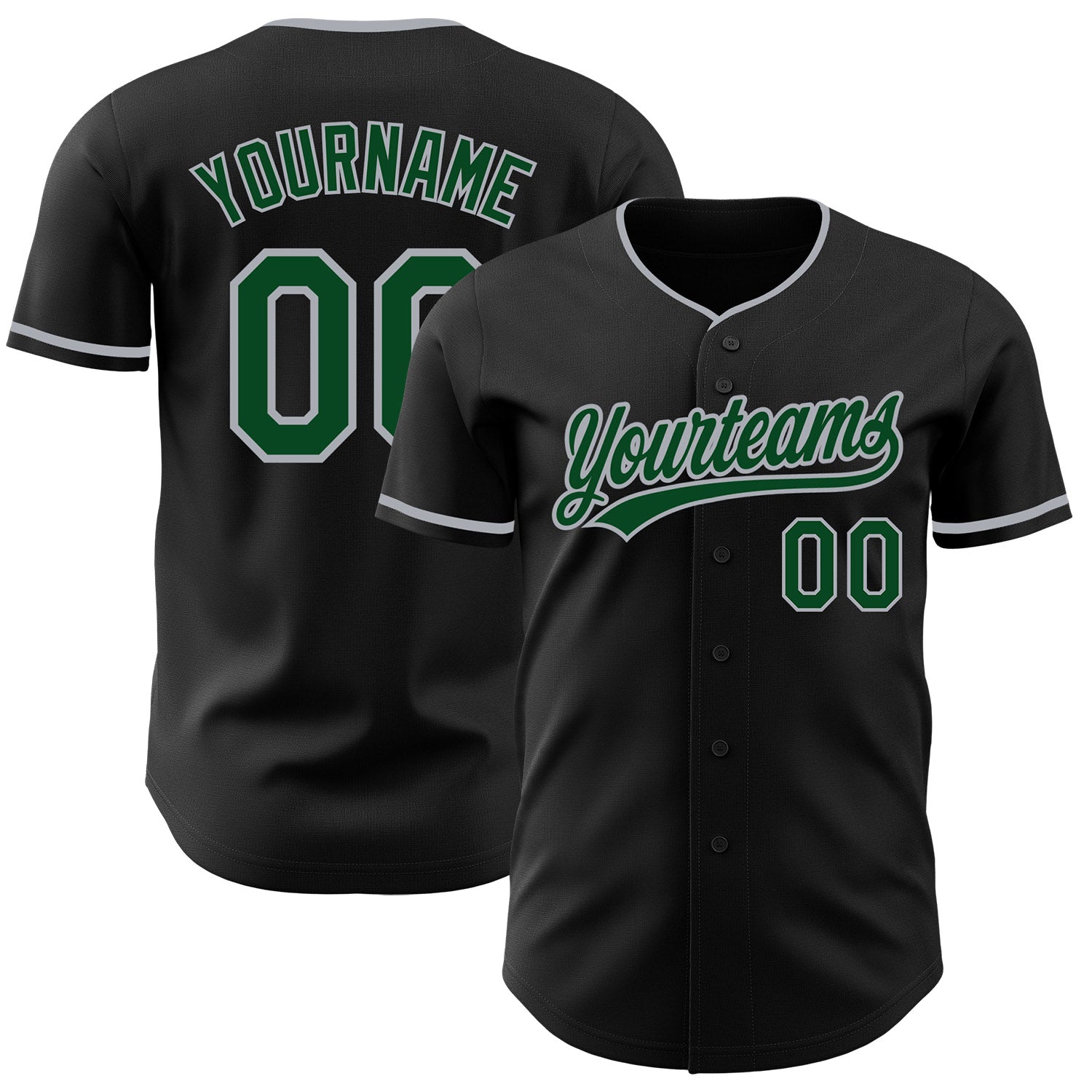 FansIdea Custom Black Green-Gray Authentic Baseball Jersey - $27.99 at Proof Eyewear