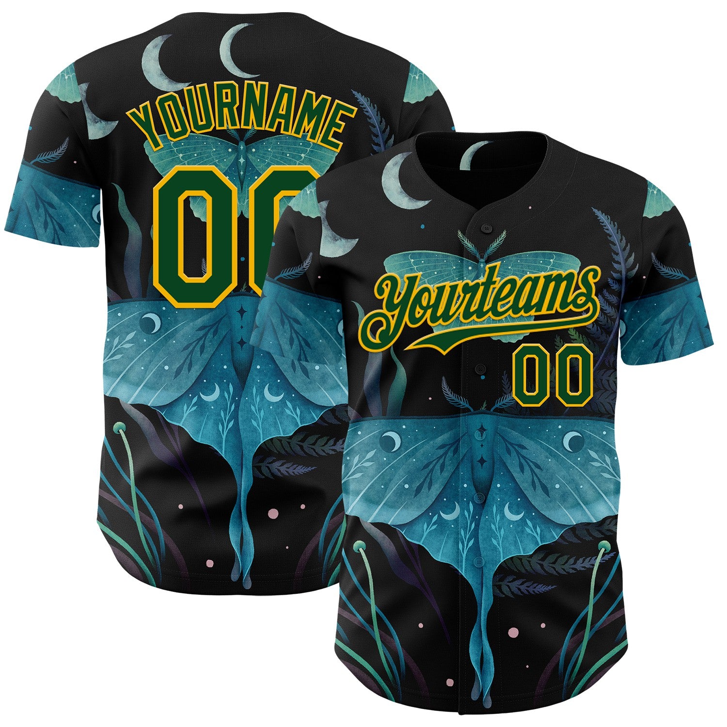Fansidea-artist-collabs Custom Black Green-Yellow Episodic Drawing Luna And Emerald Authentic Baseball Jersey - $34.99 at Proof Eyewear