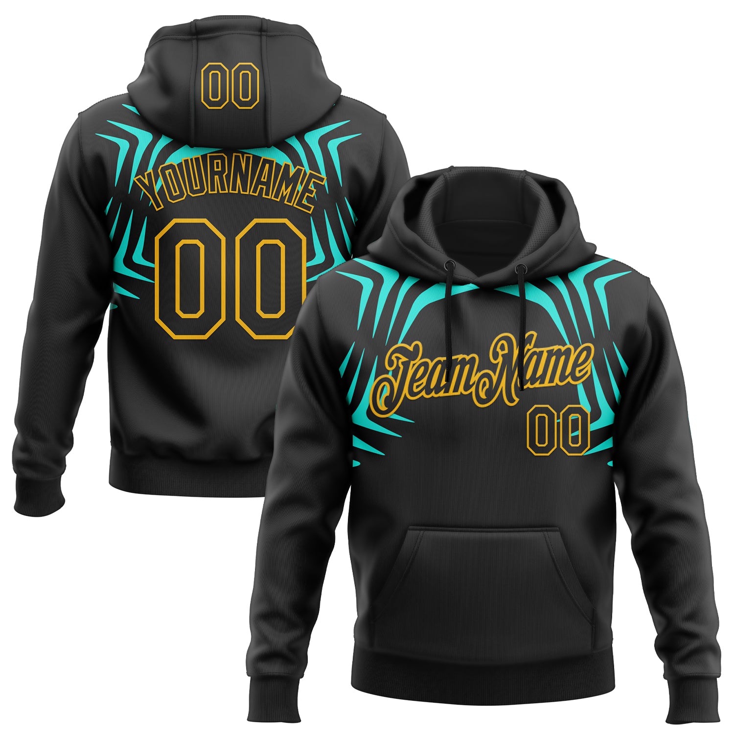 FansIdea Custom Stitched Black Green-Gold 3D Pattern Design Sportswear Pullover Sweatshirt Hoodie - $32.99 at Proof Eyewear