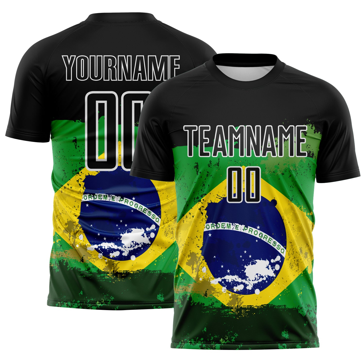 FansIdea Custom Black Green Yellow-Blue Brazil Flag Sublimation Soccer Uniform Jersey - $16.99 at Proof Eyewear