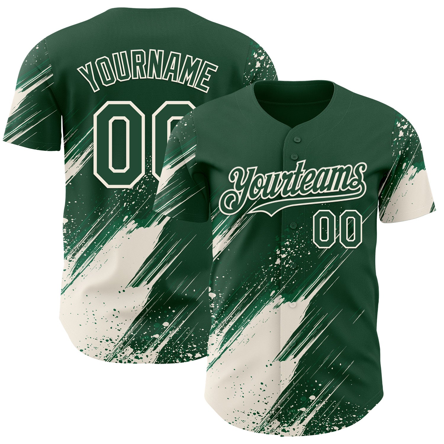 FansIdea Custom Green-Cream Diagonal Scratch Brush Stroke Paint Splatter Authentic Baseball Jersey - $29.99 at Proof Eyewear