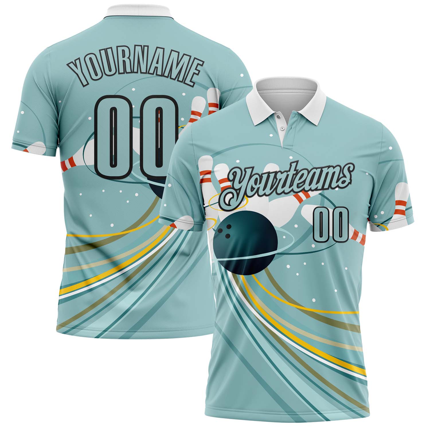 FansIdea Custom Green White-Black Bowling Strike Performance Polo Shirt - $19.99 at Proof Eyewear