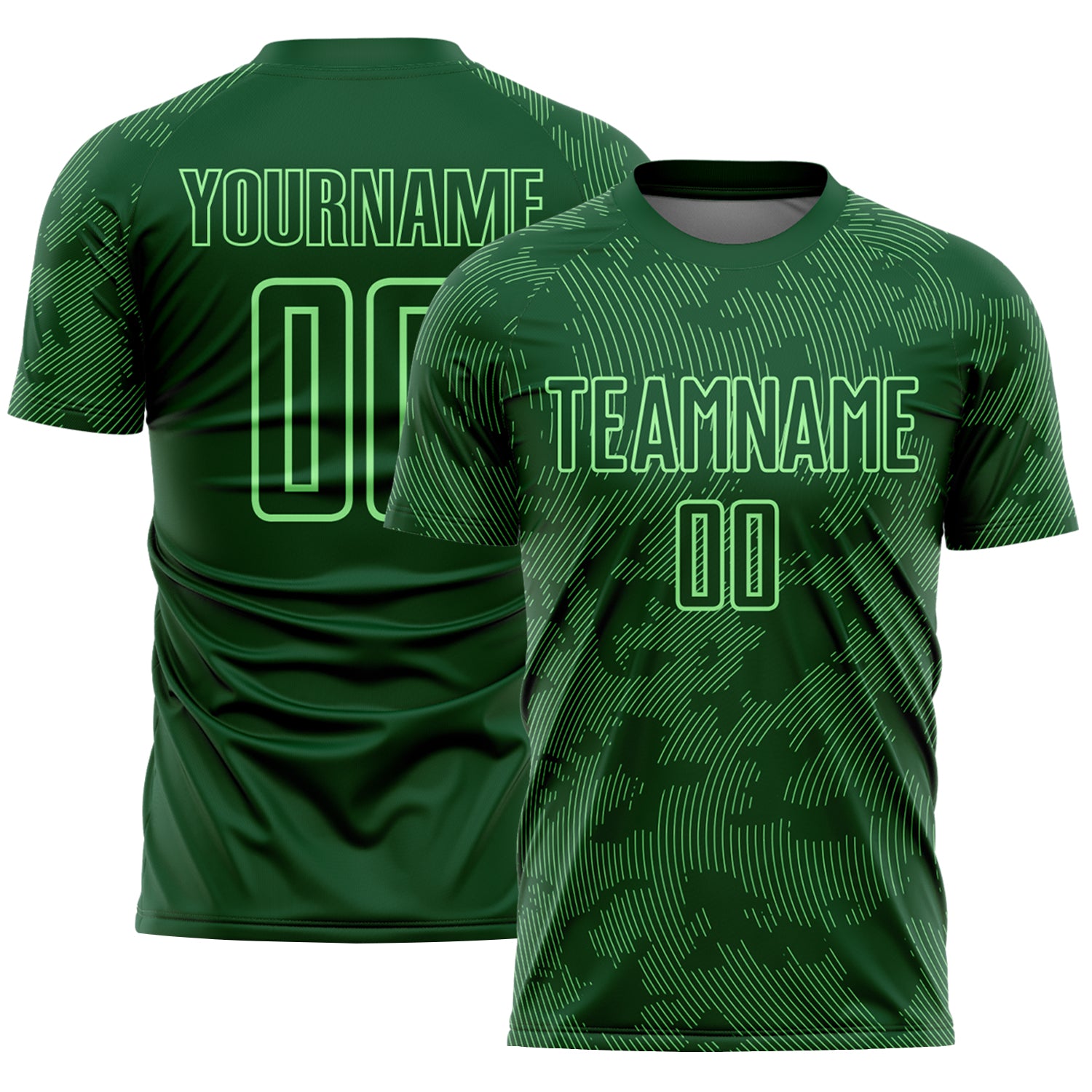 FansIdea Custom Green-Pea Green Curve Lines Sublimation Soccer Uniform Jersey - $16.99 at Proof Eyewear