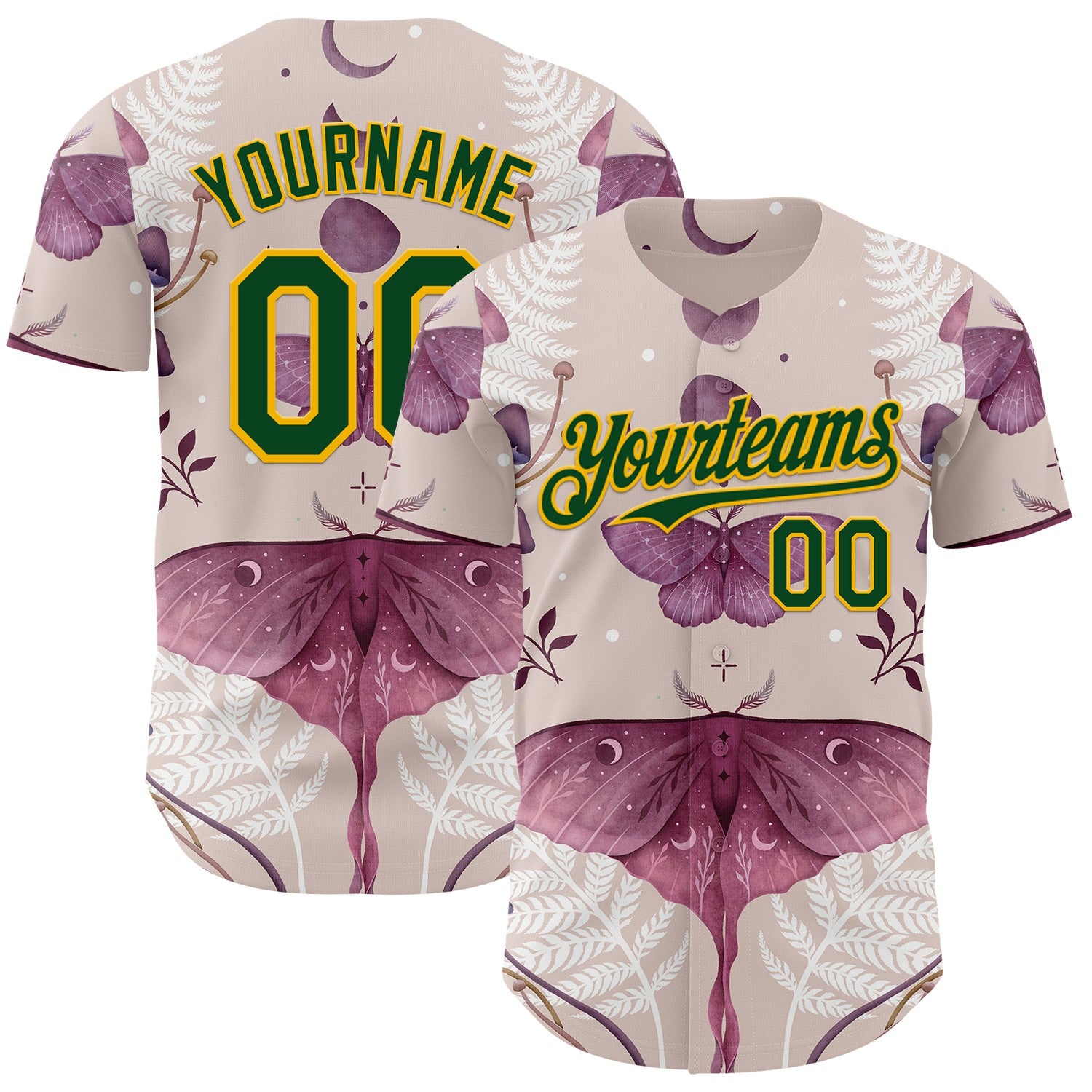 Fansidea-artist-collabs Custom Pink Green-Yellow Episodic Drawing Luna And Emerald Pink Authentic Baseball Jersey - $34.99 at Proof Eyewear