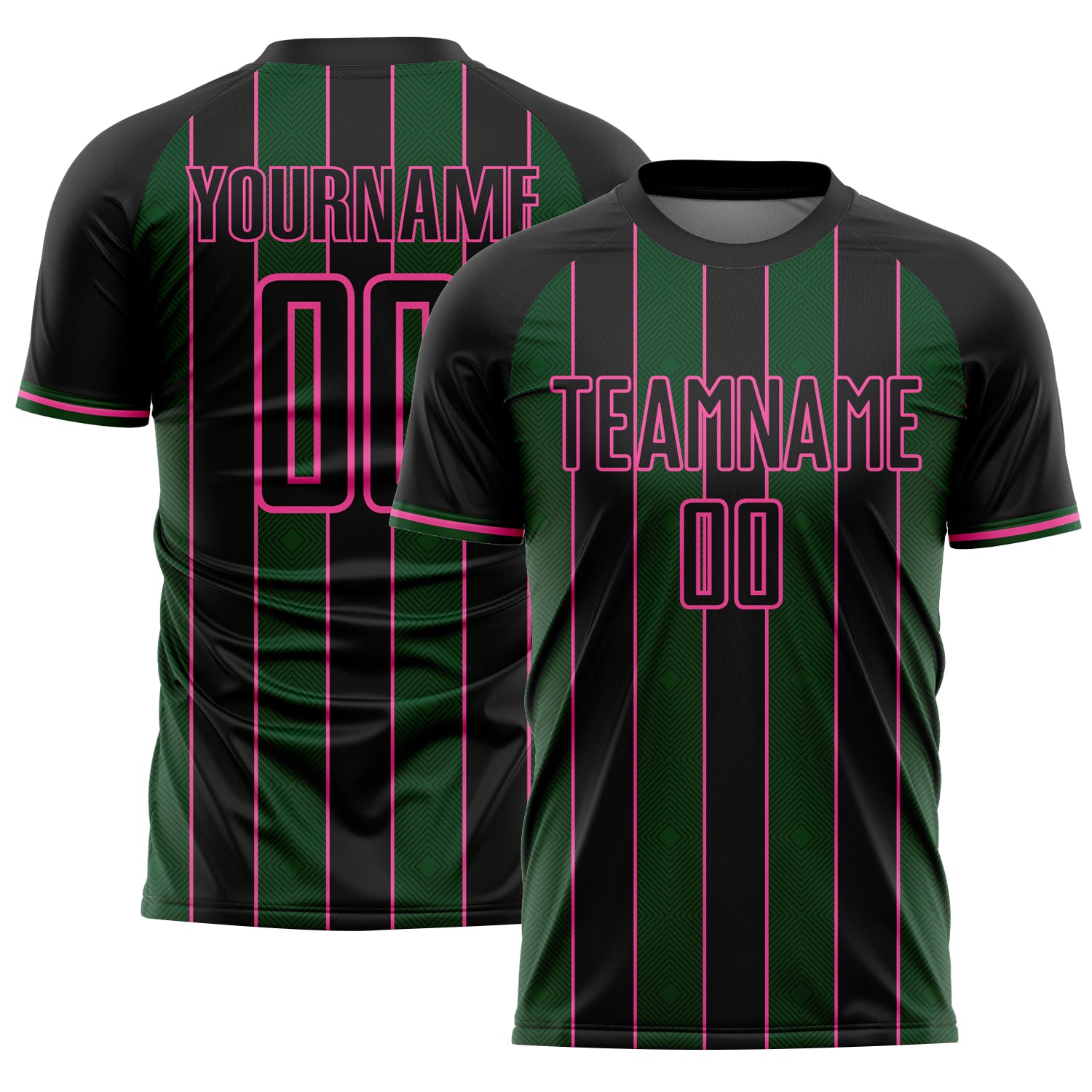 FansIdea Custom Black Green-Pink Pinstripe Line Sports Sublimation Soccer Uniform Jersey - $16.99 at Proof Eyewear
