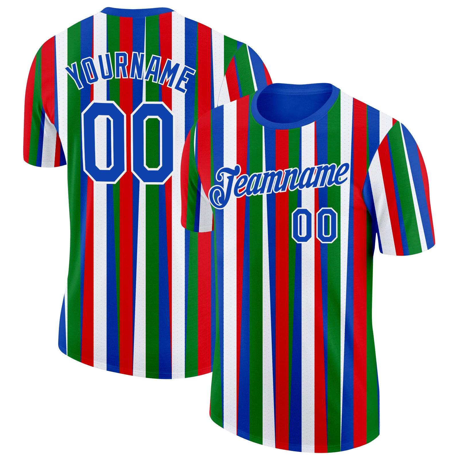 FansIdea Custom Thunder Blue Green Red-White Italy Line Soccer Jersey Performance T-Shirt - $14.99 at Proof Eyewear