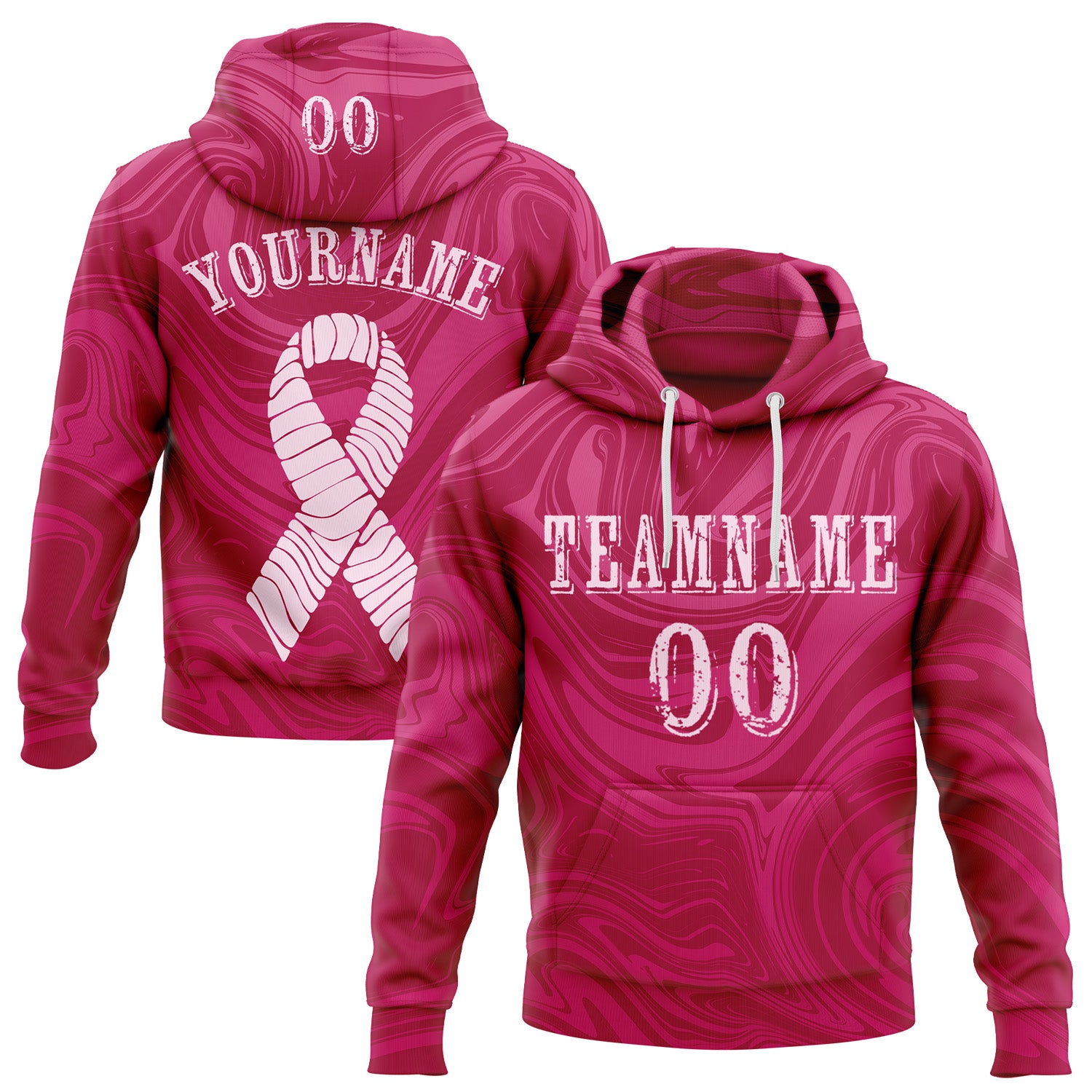FansIdea Custom Hot Pink Light Pink 3D Pink Ribbon Breast Cancer Awareness Women Health Care Support Sports Pullover Sweatshirt Hoodie - $32.99 at Proof Eyewear