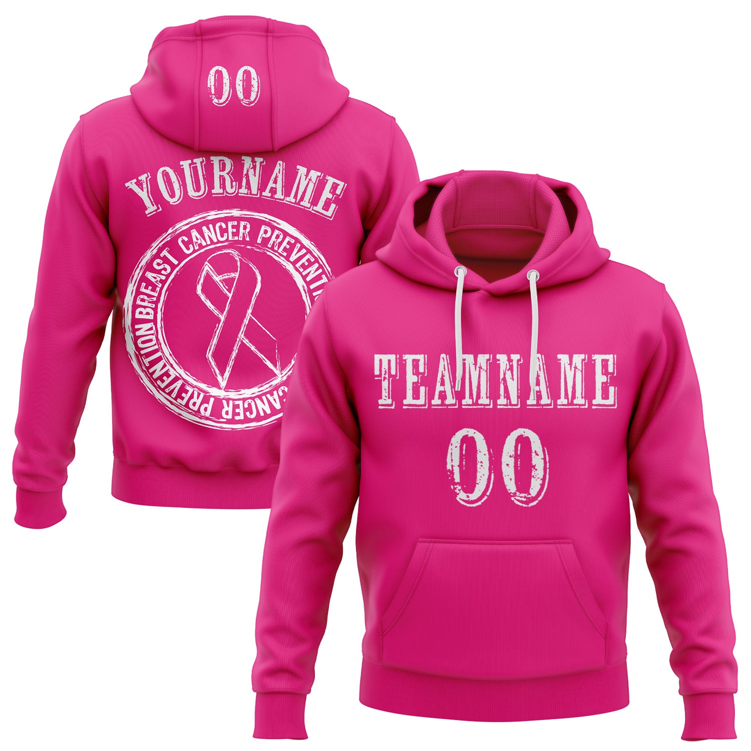 FansIdea Custom Hot Pink White 3D Pink Ribbon Breast Cancer Awareness Women Health Care Support Sports Pullover Sweatshirt Hoodie - $32.99 at Proof Eyewear