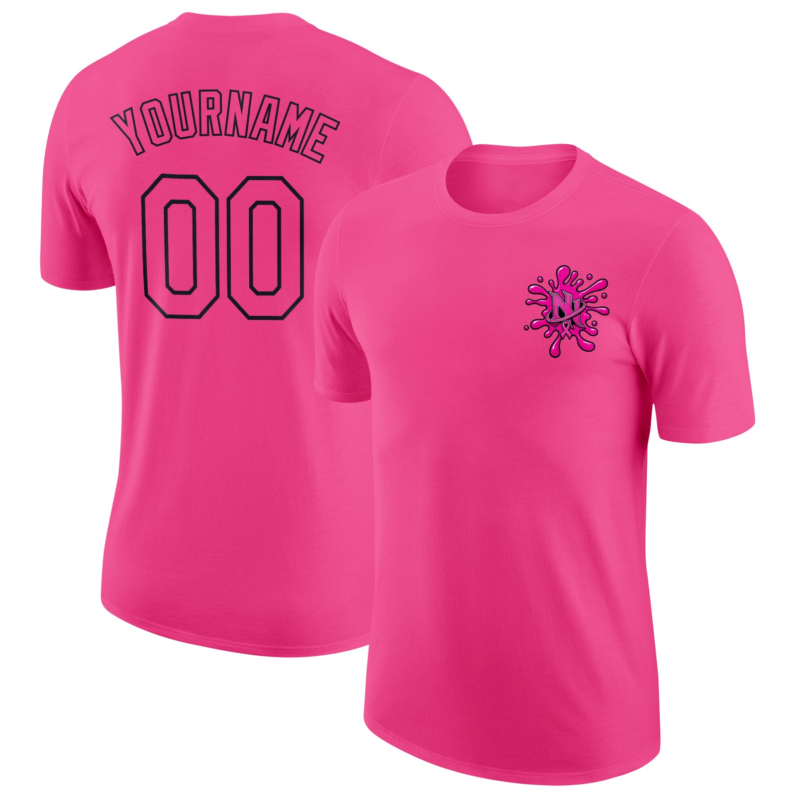 Custom Hot Pink-Black 2026 Nasty Nation Balling For Boobies Performance T-Shirt