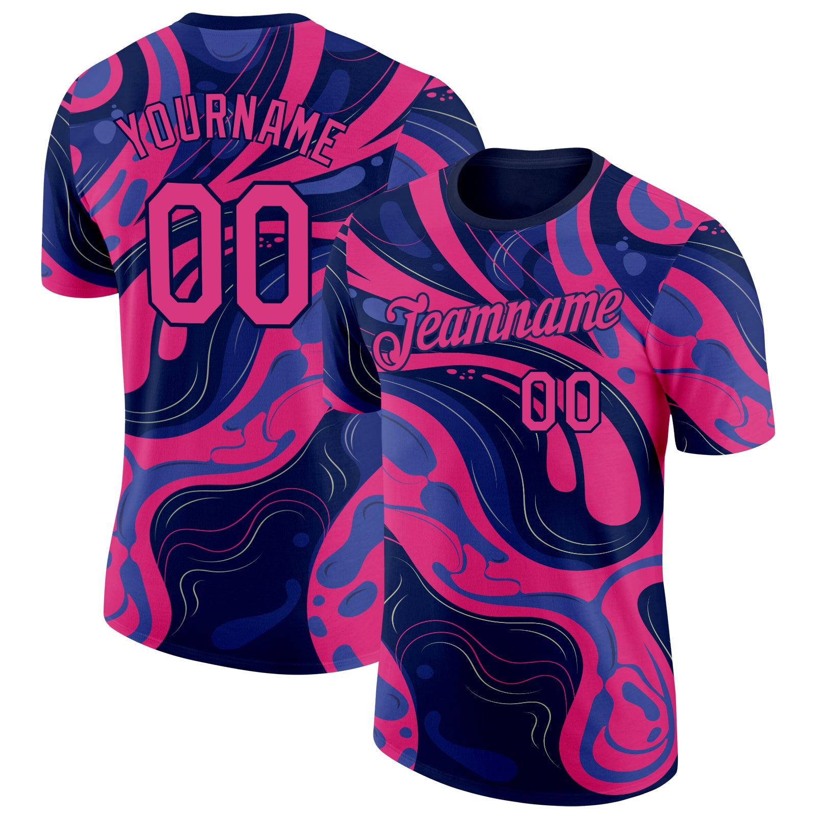FansIdea Custom Navy Hot Pink-Blue Bowling Liquid Performance T-Shirt - $14.99 at Proof Eyewear