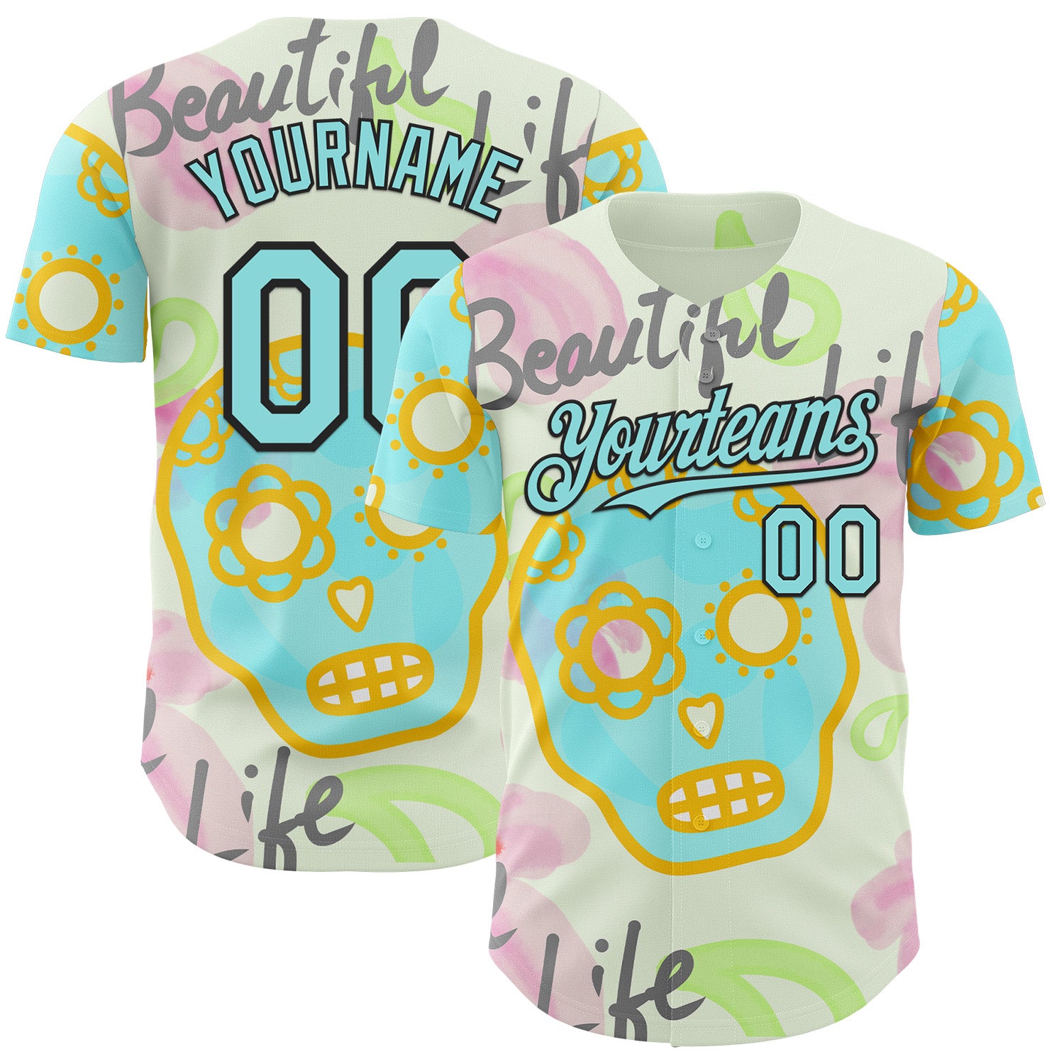 Fansidea-artist-collabs Custom Cream Ice Blue-Black Damiano Fasso Beautiful Life Authentic Baseball Jersey - $34.99 at Proof Eyewear