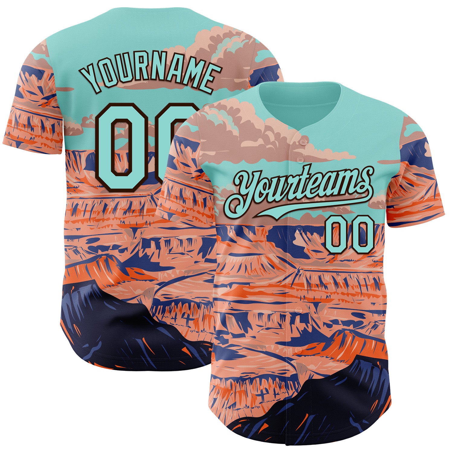 Fansidea-artist-collabs Custom Ice Blue Orange-Brown Aloysius Patrimonio Grand Canyon National Park Az WPA Authentic Baseball Jersey - $34.99 at Proof Eyewear