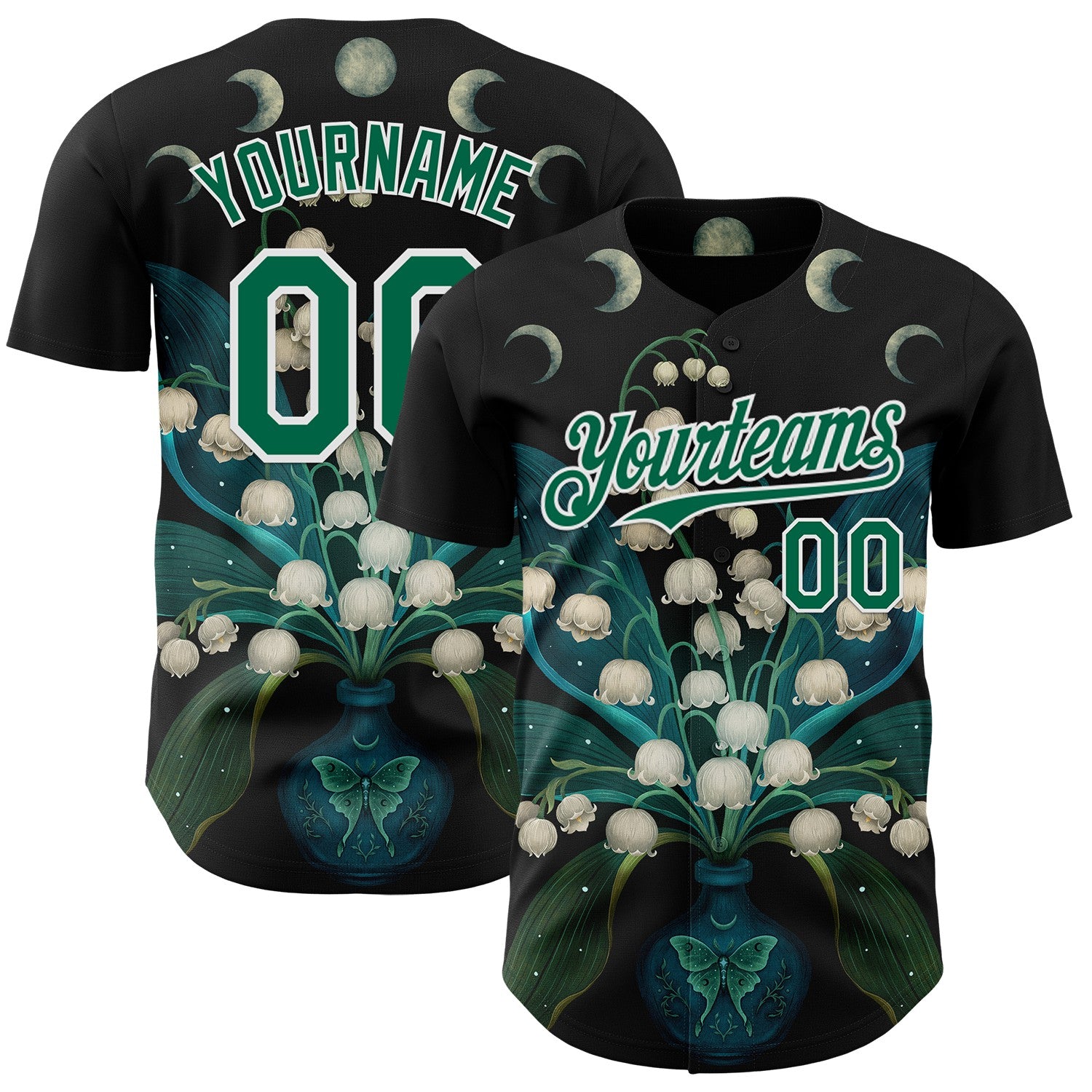 Fansidea-artist-collabs Custom Black Kelly Green-White Episodic Drawing Lily Of The Valley Authentic Baseball Jersey - $34.99 at Proof Eyewear