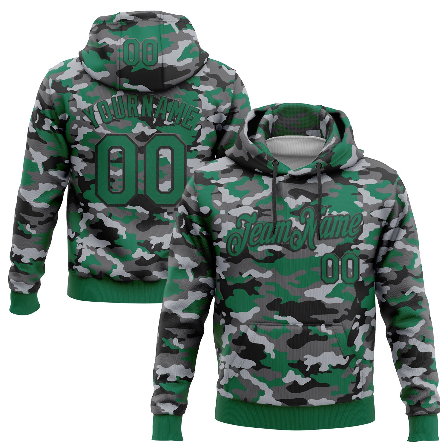 FansIdea Custom Stitched Camo Kelly Green-Black Salute To Service Pullover Sweatshirt Hoodie - $32.99 at Proof Eyewear