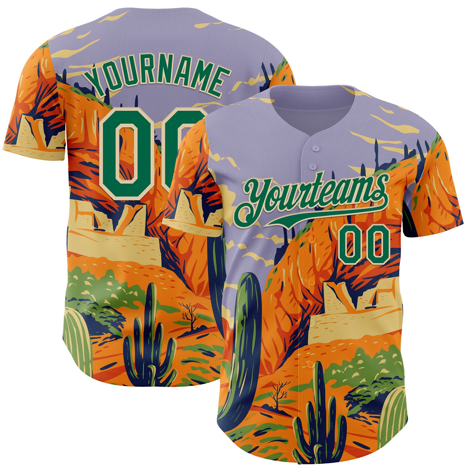 Fansidea-artist-collabs Custom Purple Kelly Green Orange-City Cream Aloysius Patrimonio Tonto National Monument WPA Authentic Baseball Jersey - $34.99 at Proof Eyewear