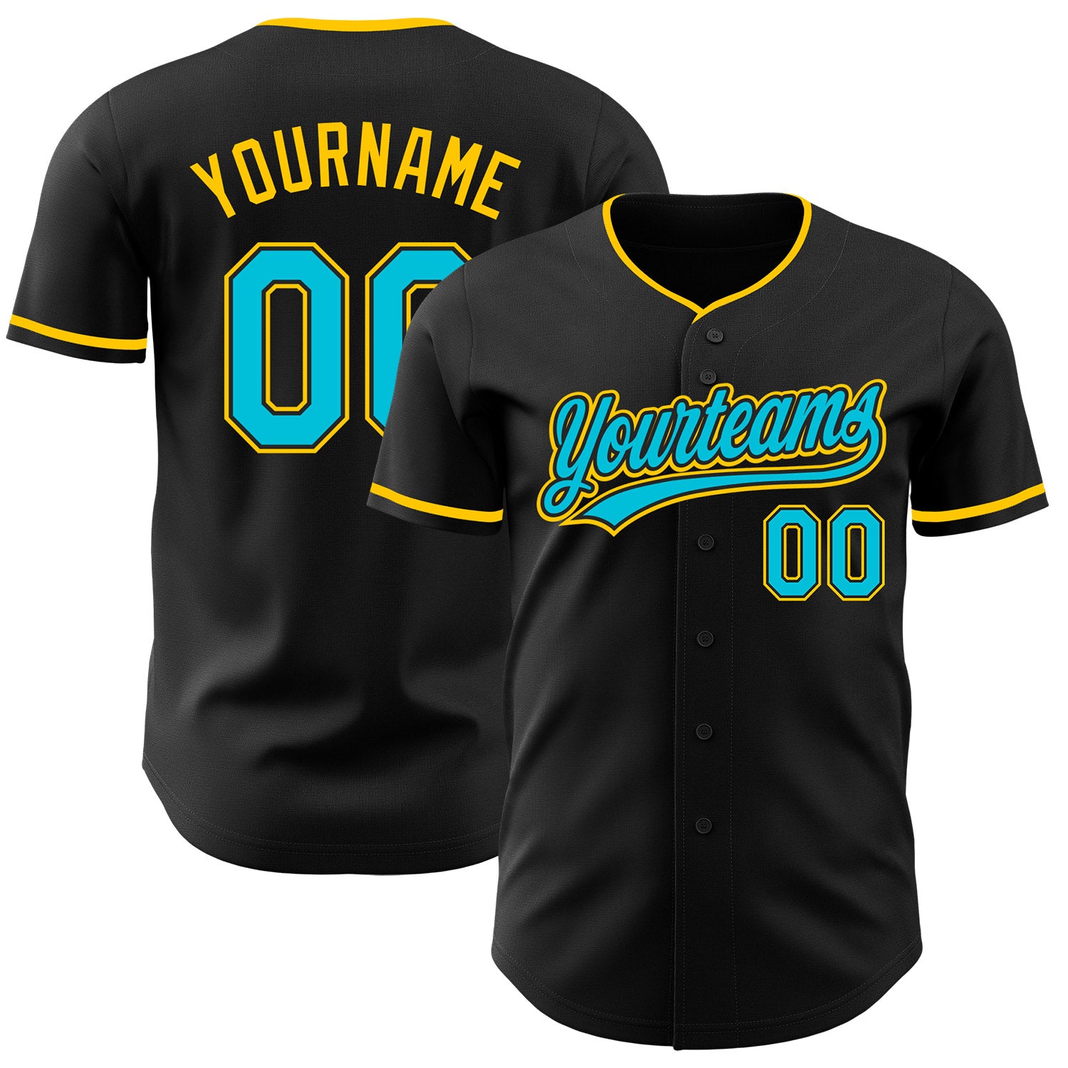 FansIdea Custom Black Lakes Blue-Yellow Authentic Baseball Jersey - $27.99 at Proof Eyewear