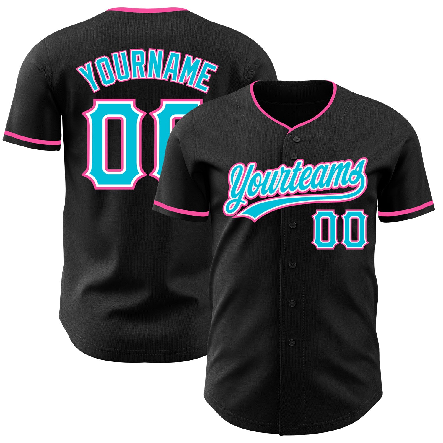FansIdea Custom Black Lakes Blue White-Pink Authentic Baseball Jersey - $27.99 at Proof Eyewear