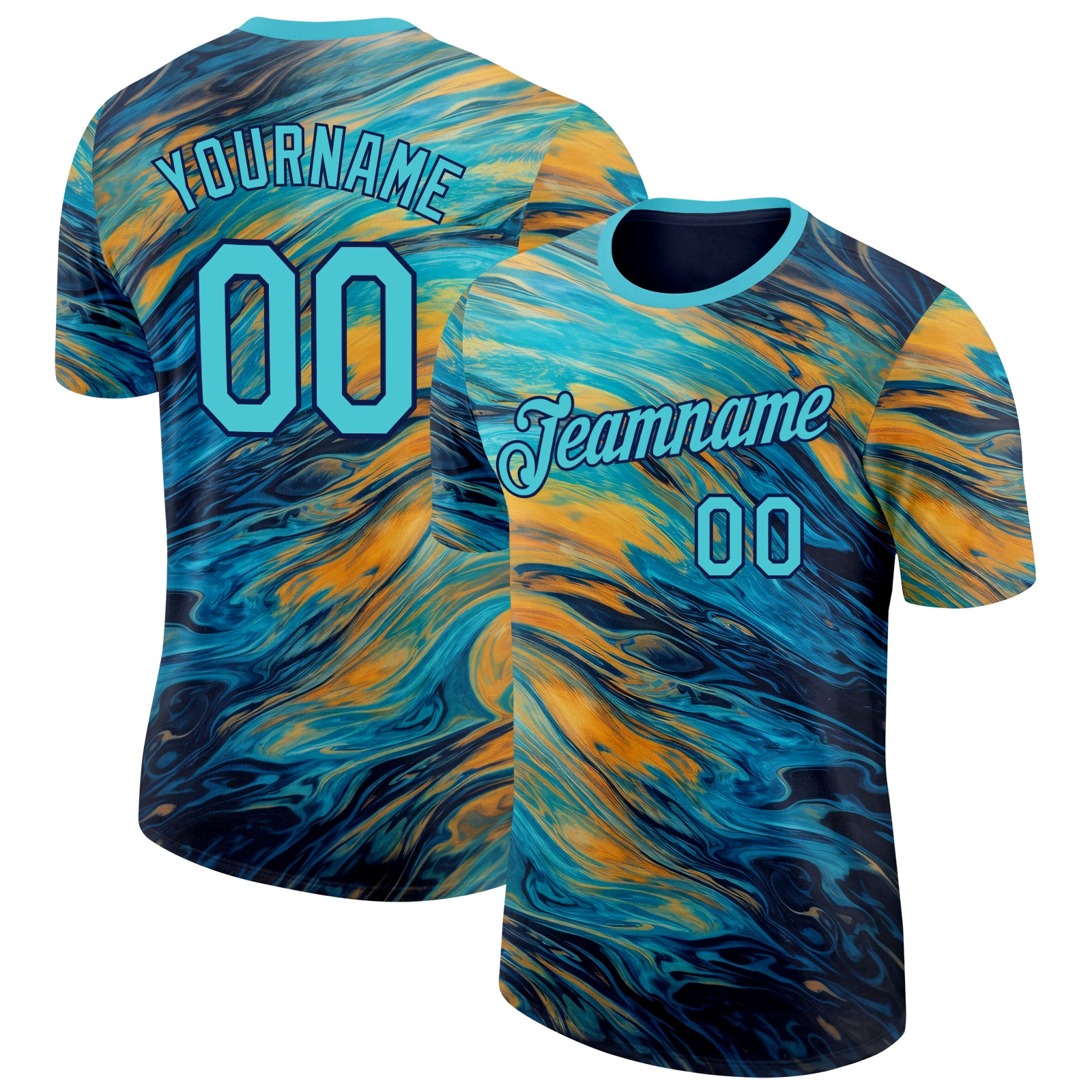 FansIdea Custom Blue Lakes Blue Yellow-Navy Bowling Liquid Performance T-Shirt - $14.99 at Proof Eyewear
