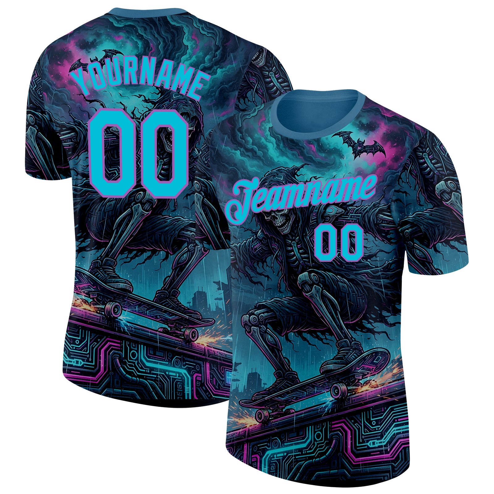 FansIdea Custom Blue Lakes Blue-Medium Purple Skateboard Gothic Performance T-Shirt - $14.99 at Proof Eyewear