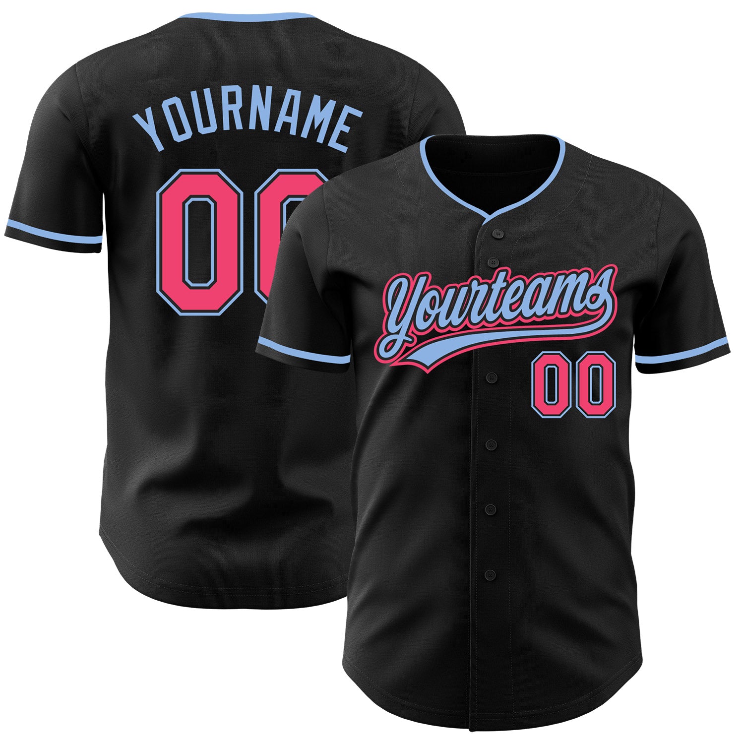 FansIdea Custom Black Neon Pink-Light Blue Authentic Baseball Jersey - $27.99 at Proof Eyewear